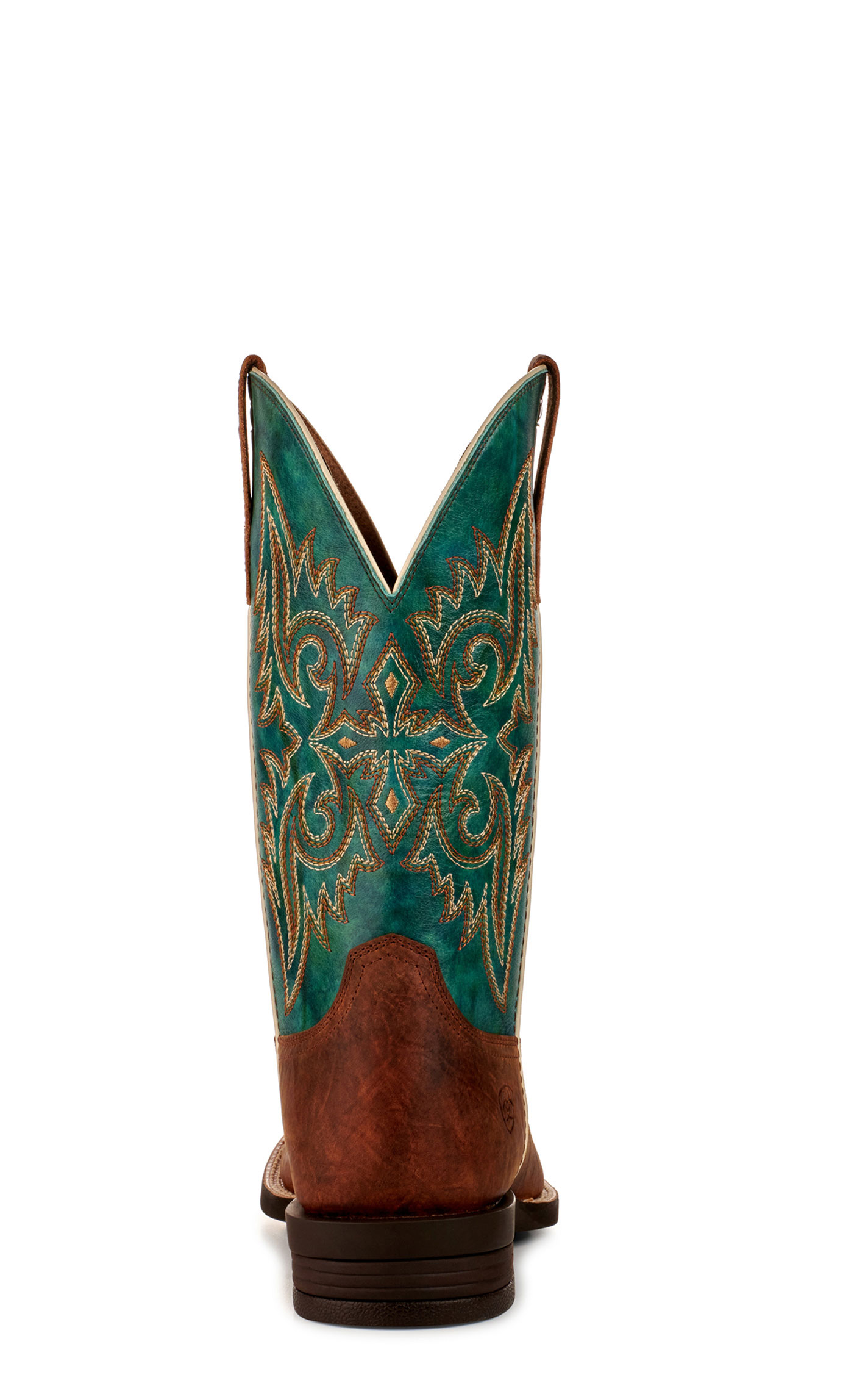 Ariat Men's Wild Thang Fiery Brown and Emerald Green Shock Shield Wide Square Toe Cowboy Boots - Image 1