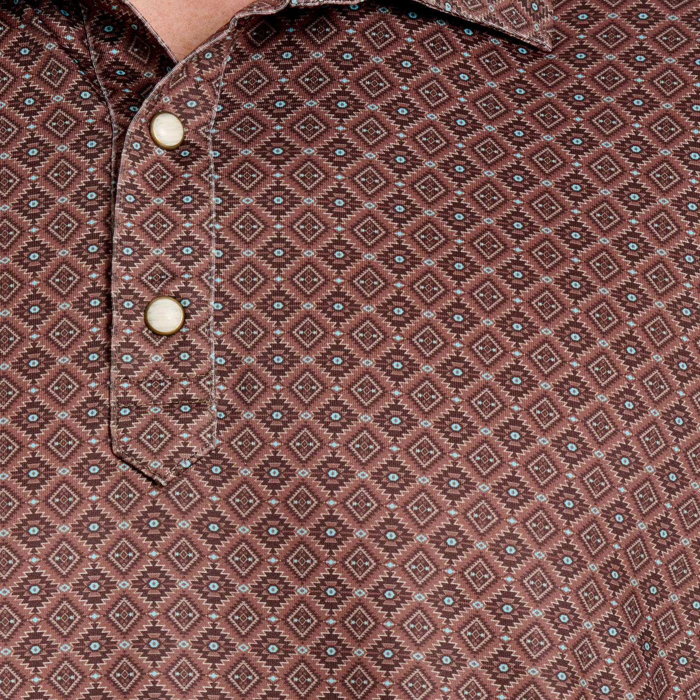 Rafter C Men's Dark Chocolate Geo Print Polo Shirt - Image 1