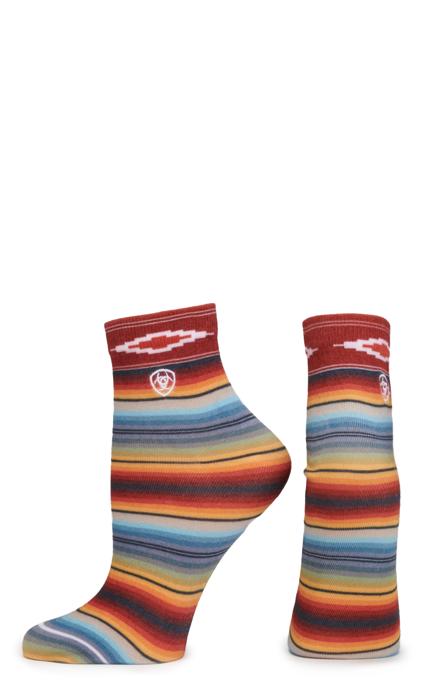 Ariat Women's Serape and Sky Blue 2-Pack Quarter Crew Socks - Image 1