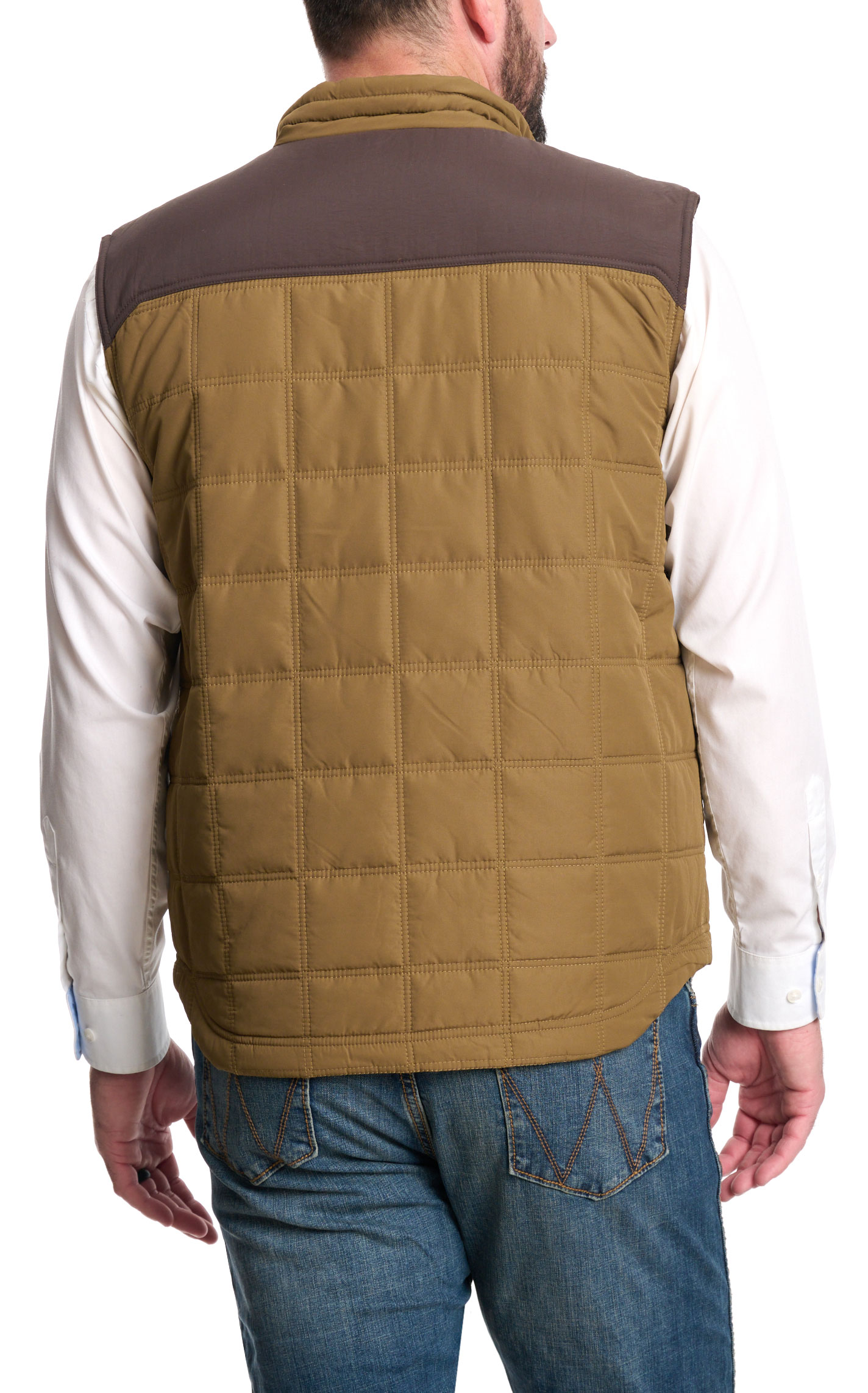Rafter C Ranchwear Men's Coyote Toasted Olive & Gray Quilted Puff Vest - Image 1