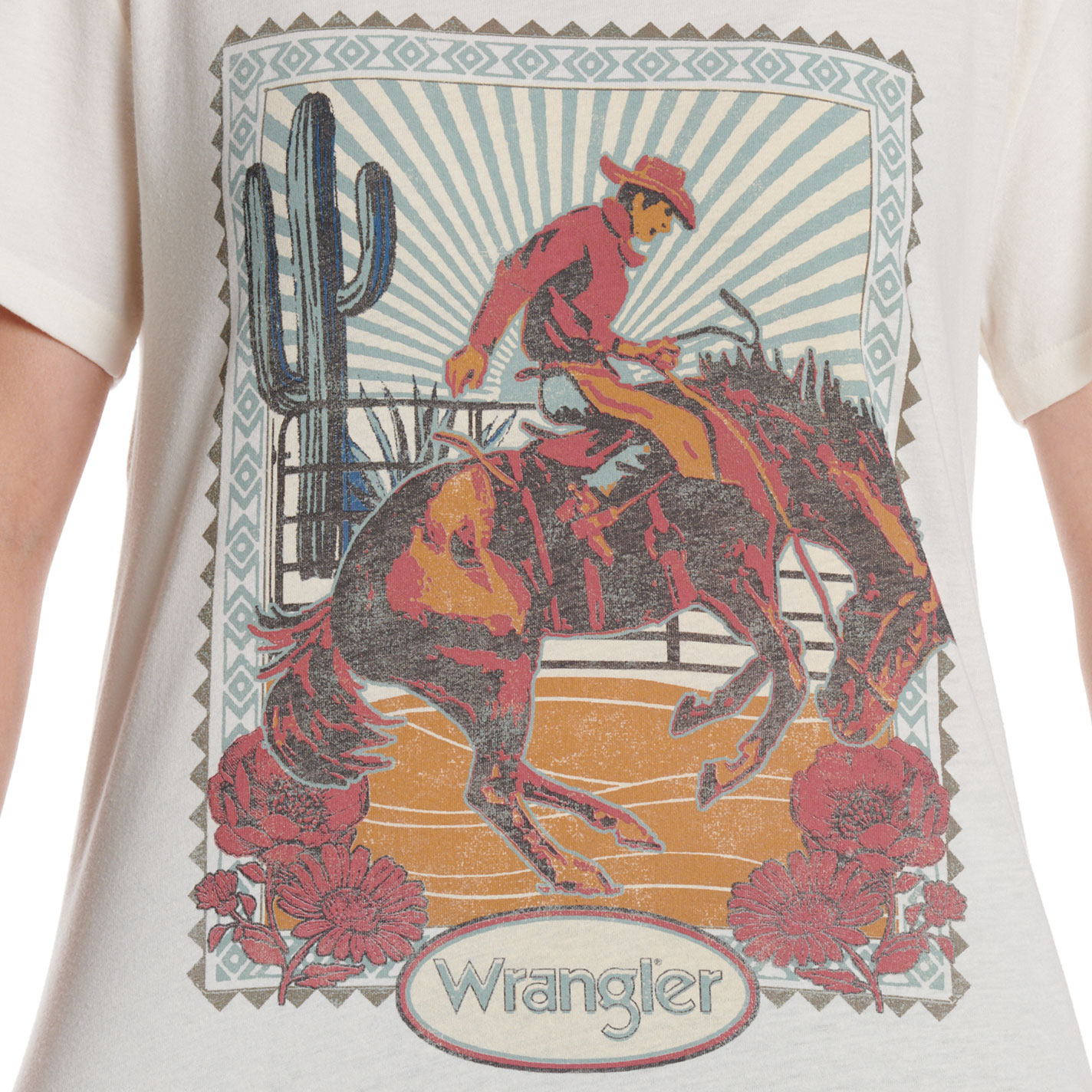 Wrangler Retro Women's Cream Bronc Rider Graphic T-Shirt - Image 1