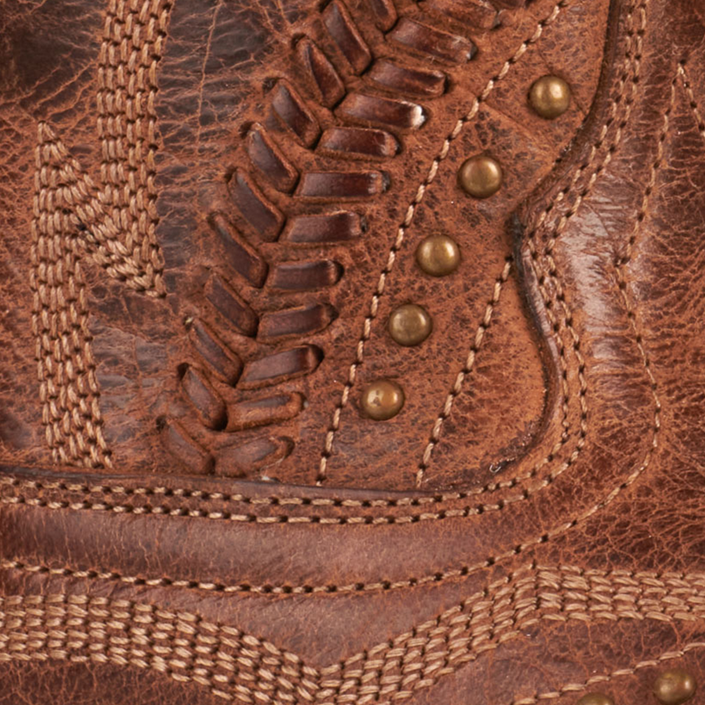 Laredo Women's Charli Brown with Lacing and Studs Wide Square Toe Cowboy Boots - Image 1