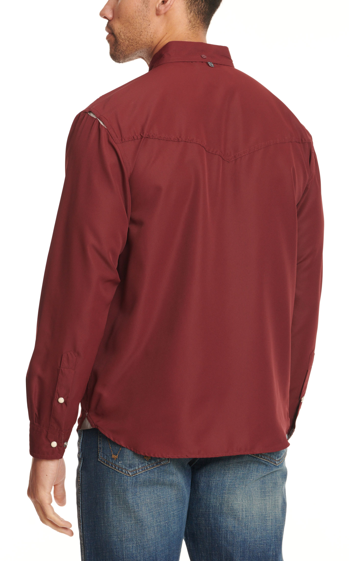 Rafter C Outdoors Men's Maroon Long Sleeve Fishing Shirt - Image 1
