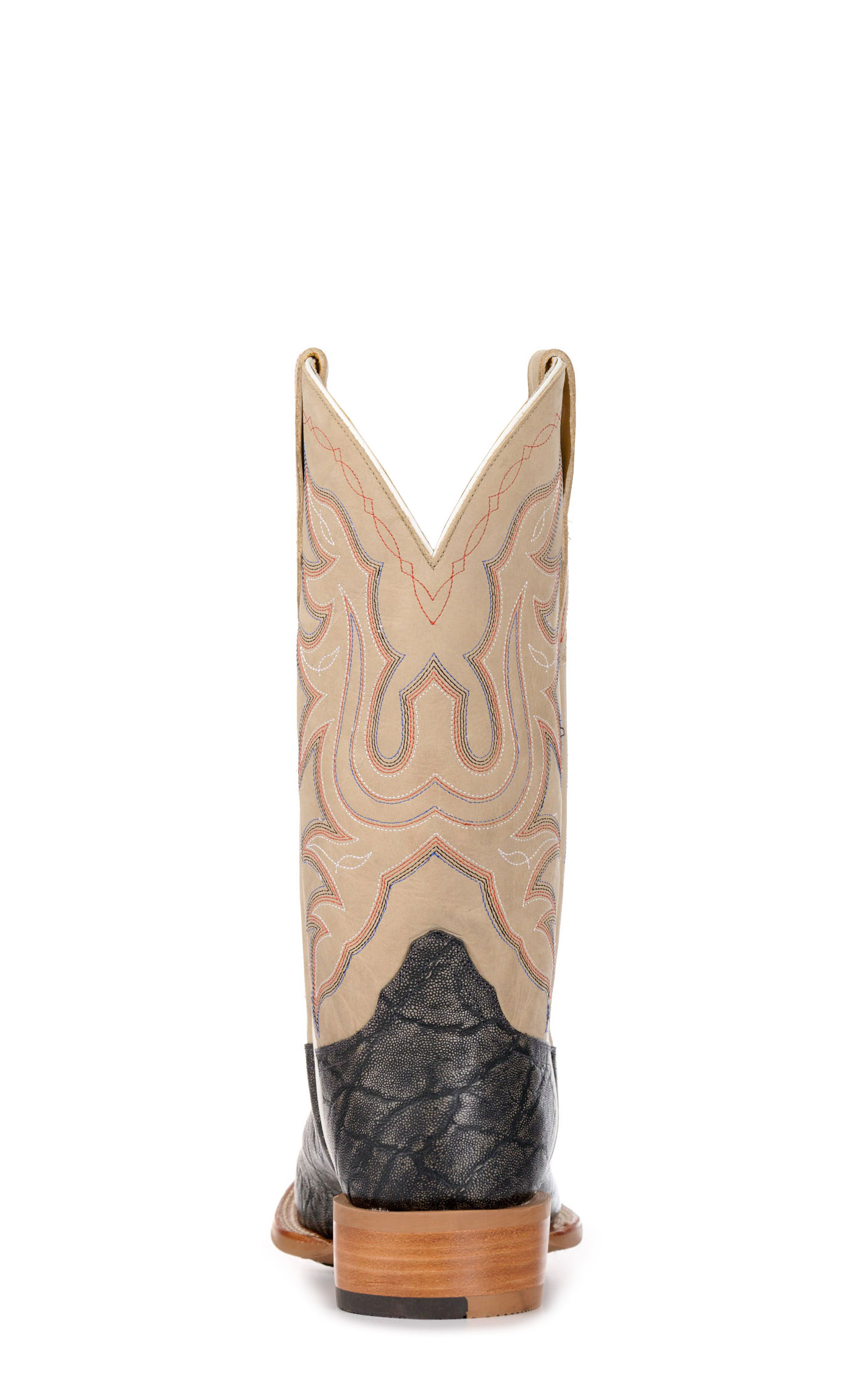 Cavender's Men's Intrepid Dark Gray Elephant Print and Light Gray Wide Square Toe Cowboy Boots - Image 1