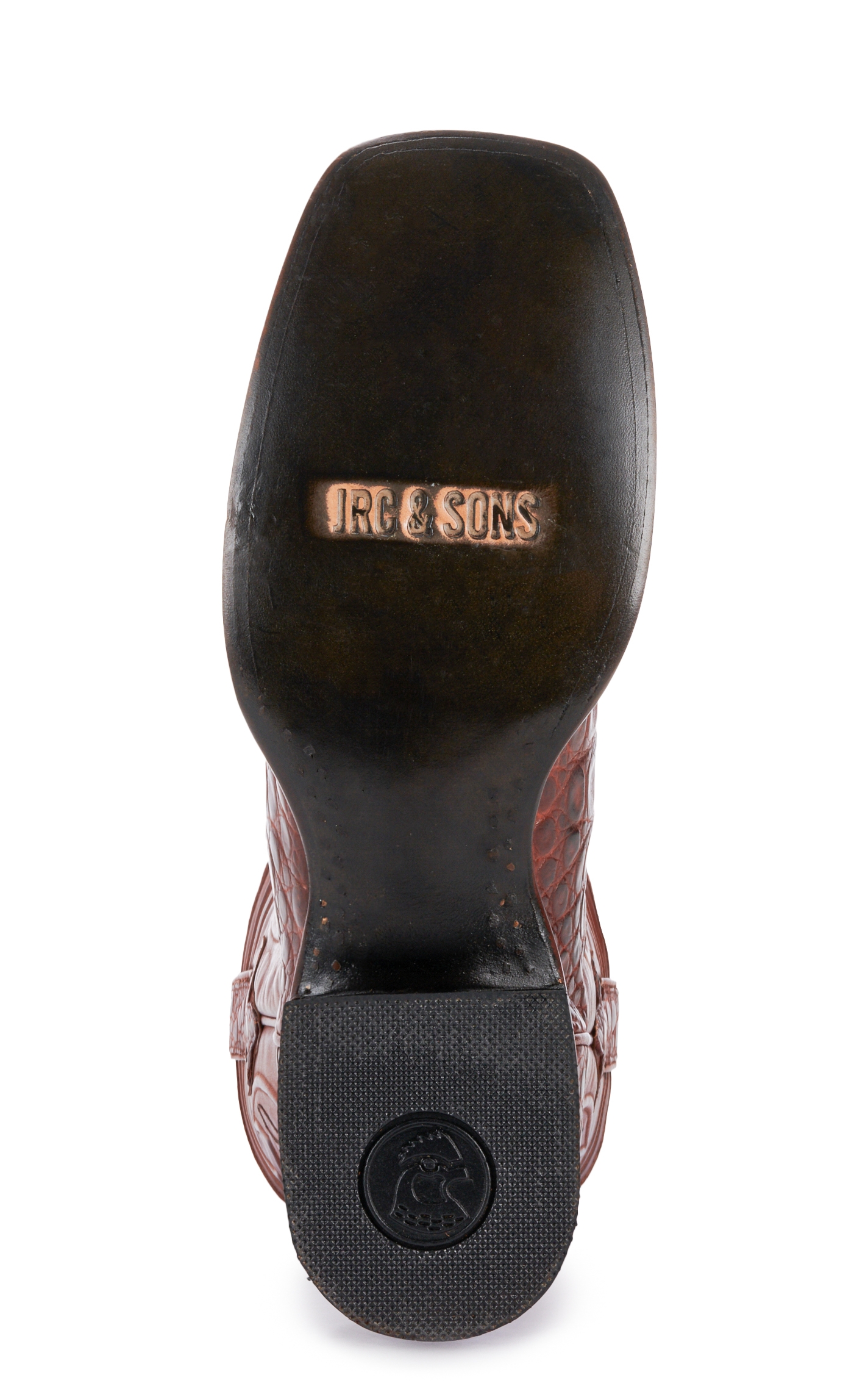 JRC & Sons Men's Drew Caiman Belly Wide Square Toe Exotic Cowboy Boot in Brandy - Image 1