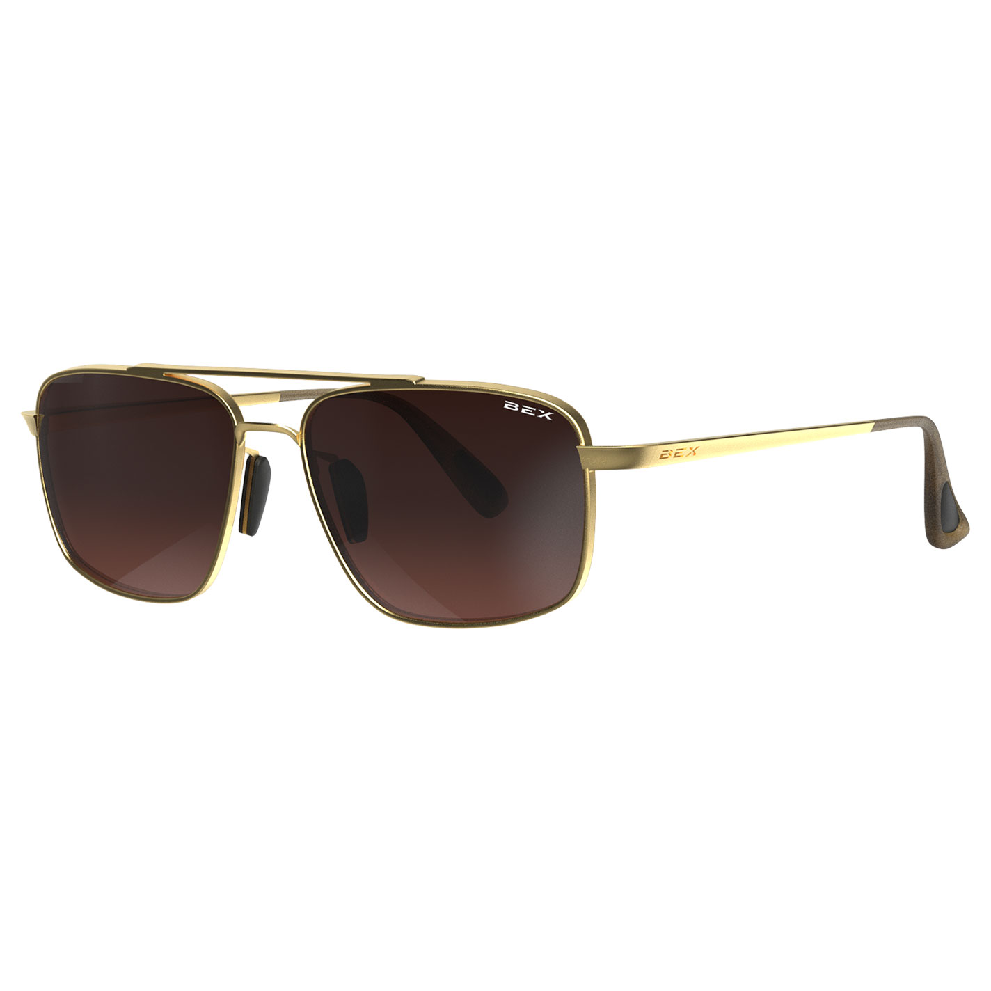 BEX Accel Matte Gold & Brown Sunglasses - Image 1