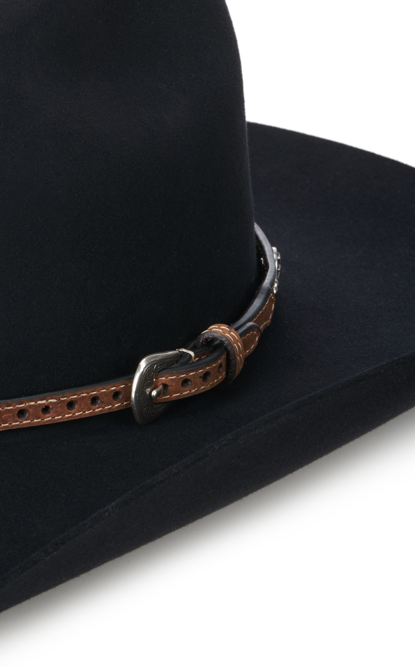 M&F Black and Brown with Cross Conchos and Studs Hatband - Image 1