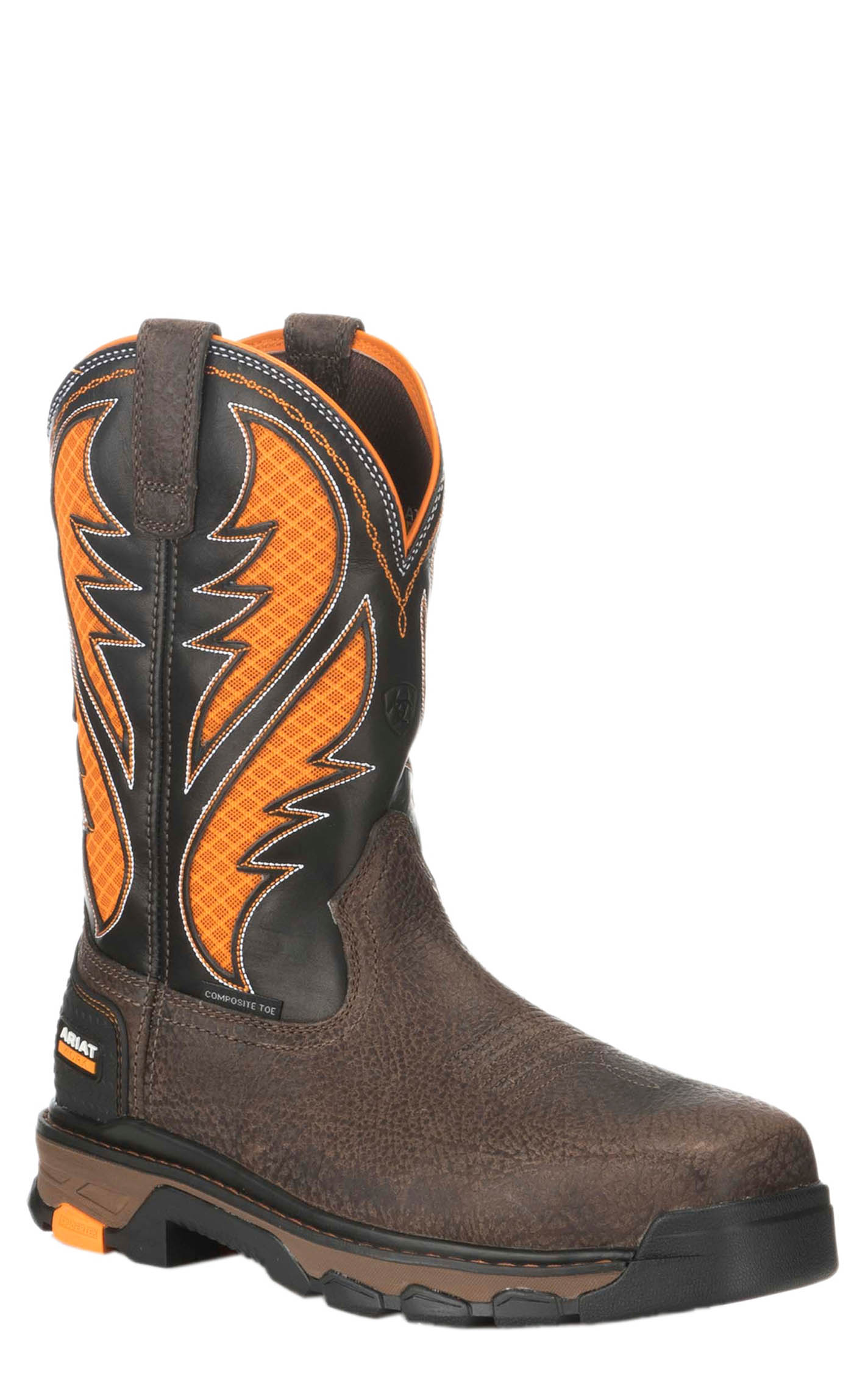 Ariat Men's Intrepid Brown and Orange VentTEK Square Composite Toe Work Boots - Image 1