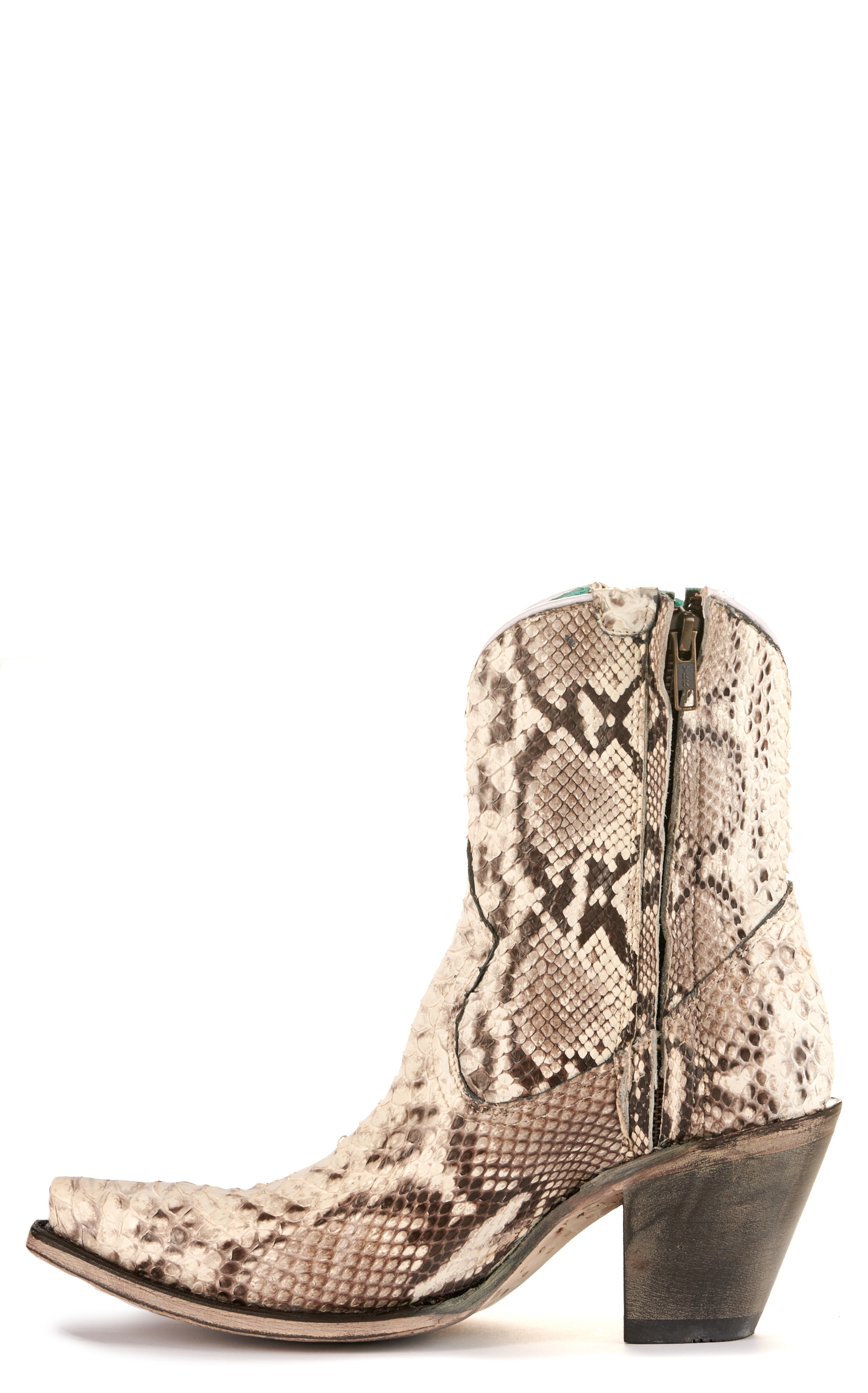 Corral Women's Natural Full Python Snip Toe Exotic Cowboy Booties - Image 1