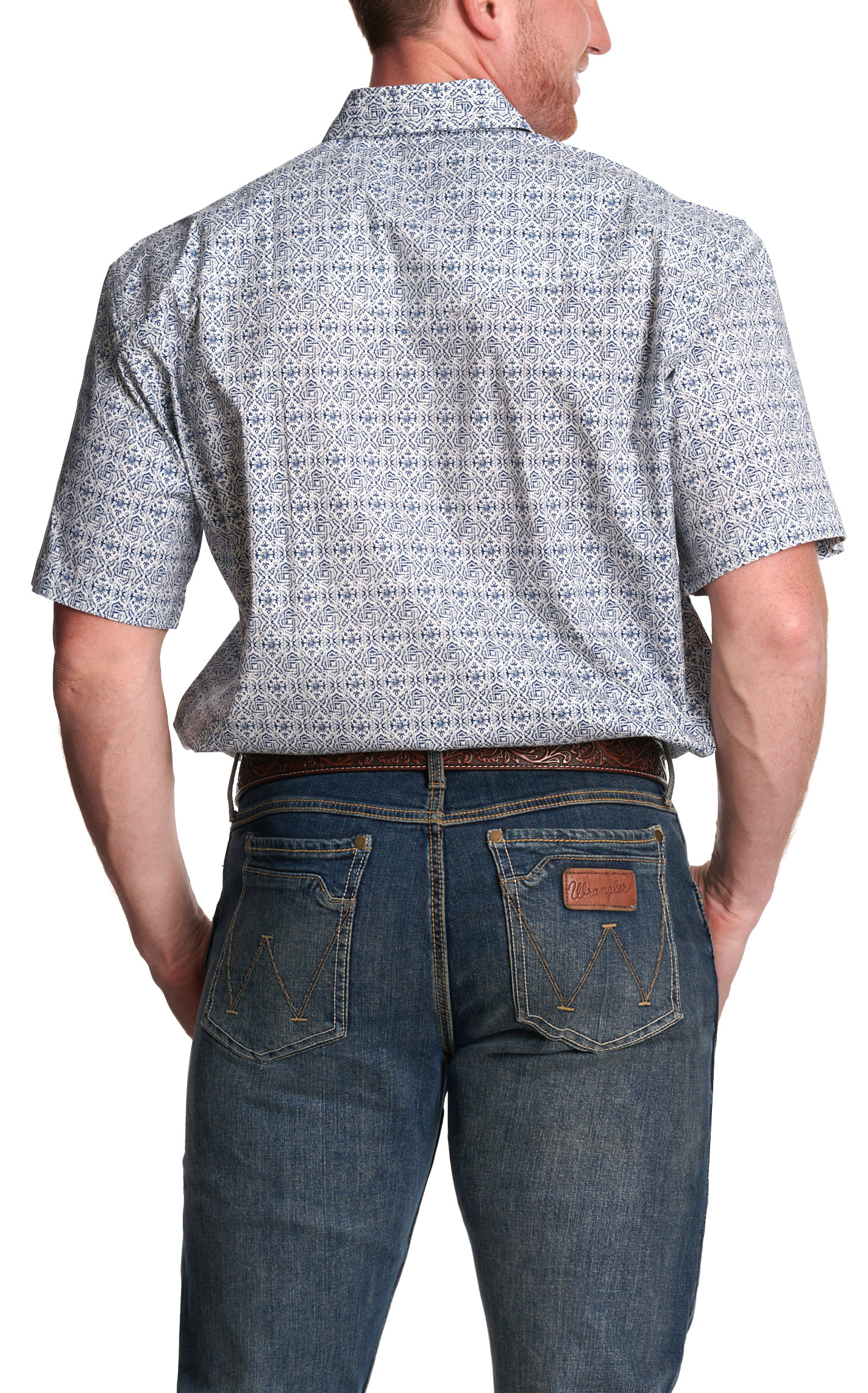 Rafter C Men's Blue Wallpaper Print Shirt - Image 1
