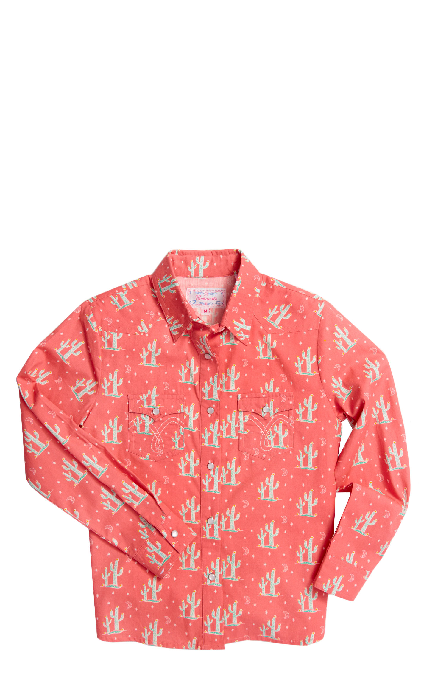 Panhandle Girl's Turquoise & Cactus Desert Night Print Western Shirt - Image 1