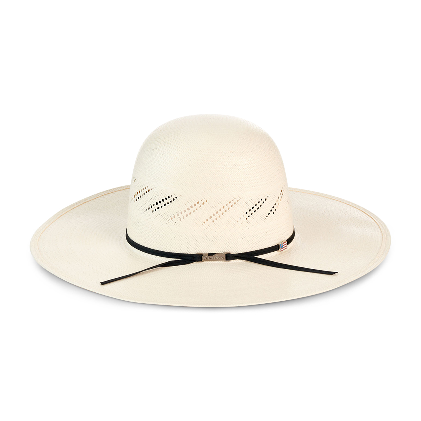 American Hat Ivory Stripe Vent Open Crown Straw Cowboy Hat - Image 1