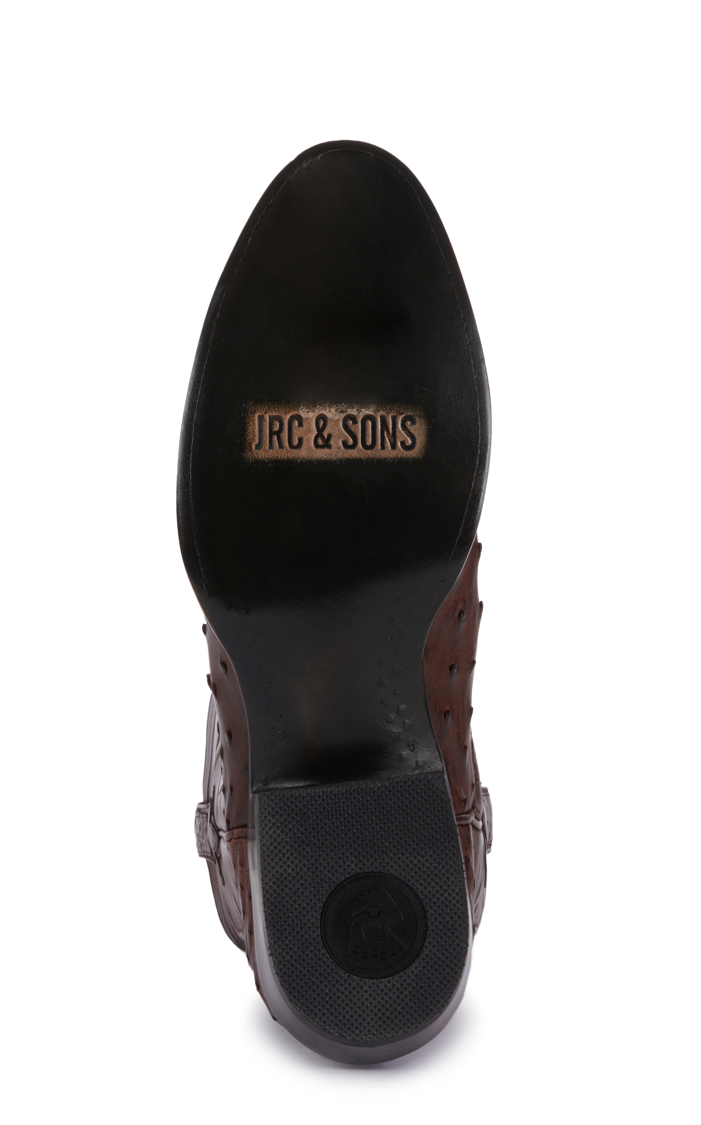 JRC & Sons Men's Jose Full Quill Ostrich Round Toe Exotic Cowboy Boot in Tobacco - Image 1