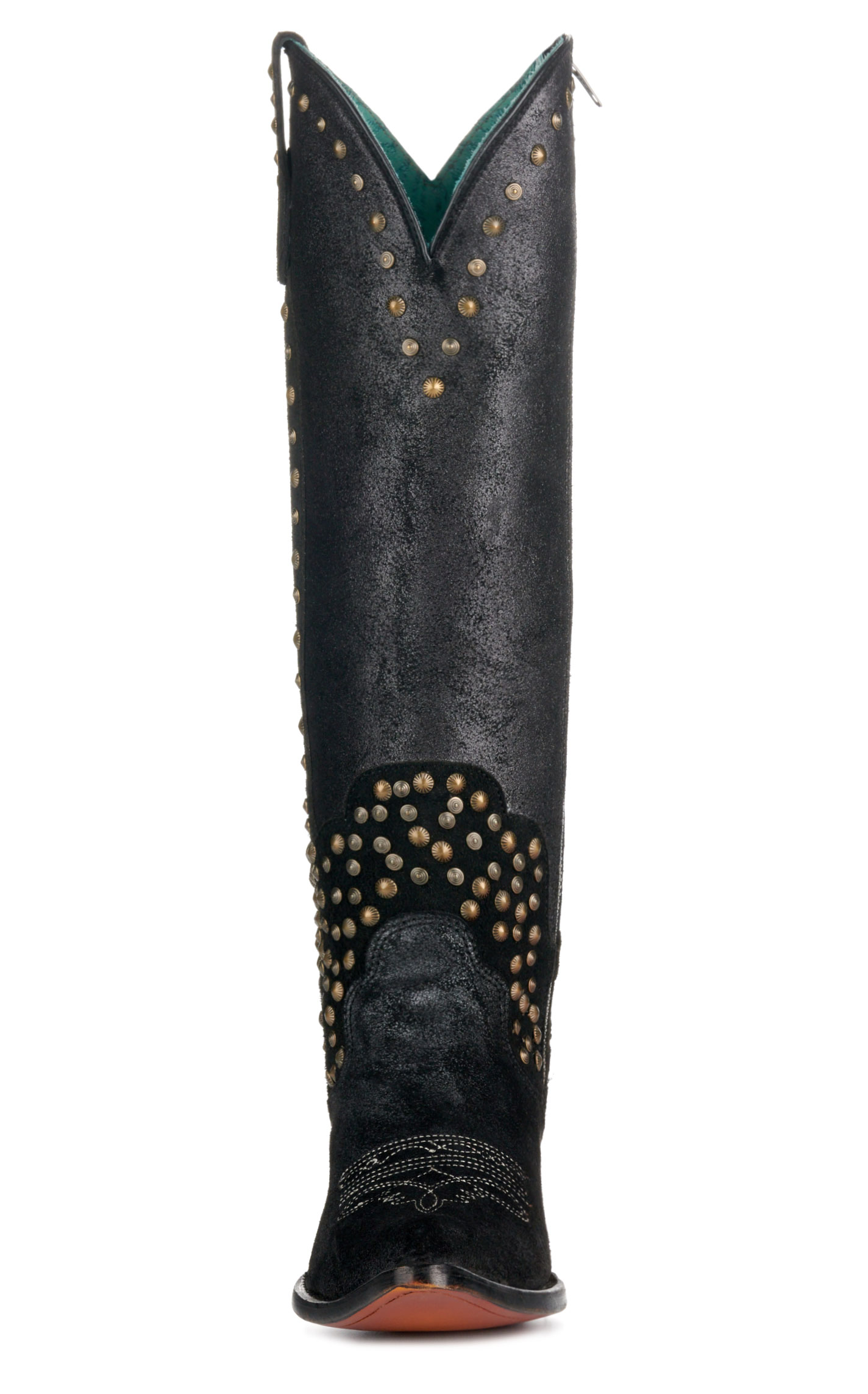 Corral Women's Black Metallized with Studs Pointed Toe Tall Cowboy Boots - Image 1