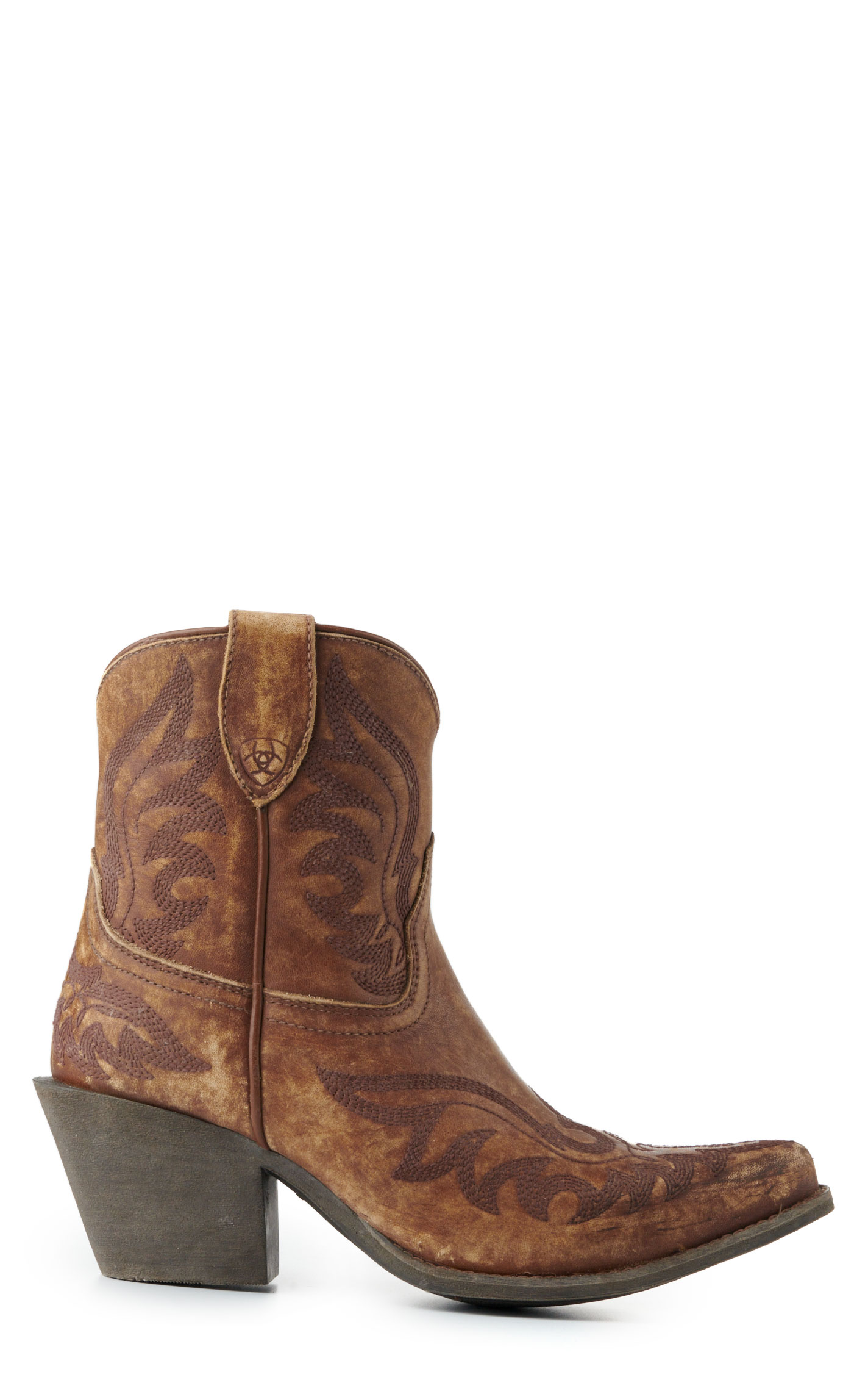 Ariat Women's Chandler Distressed Brown Snip Toe Booties - Image 1