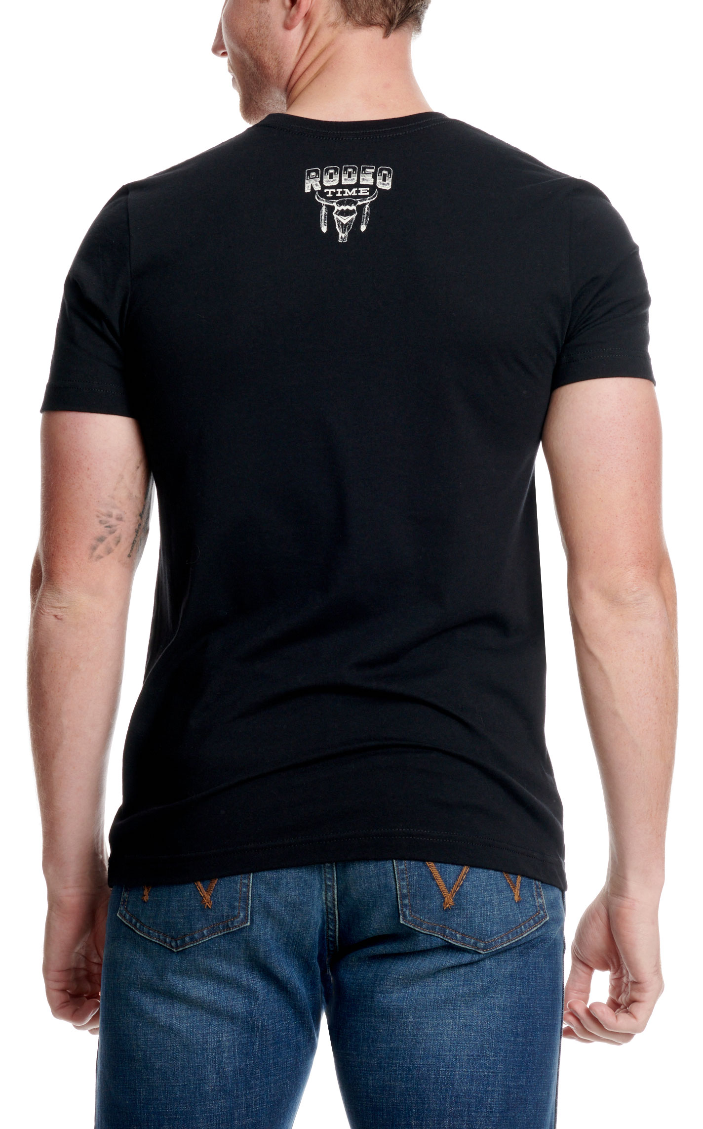 Rodeo Time Dale Brisby Men's Black & Sunset Radiator Ranch Logo T-Shirt - Image 1