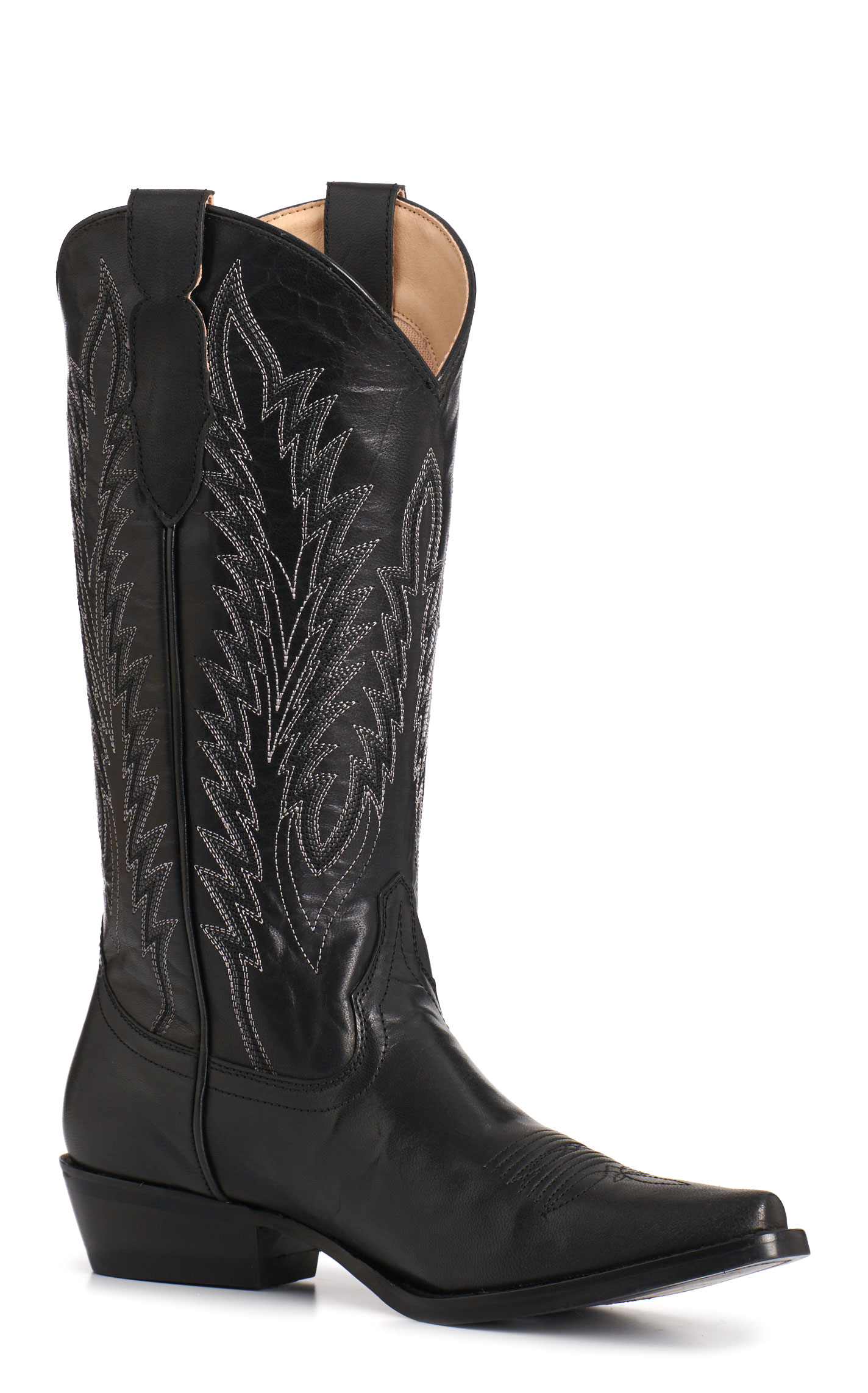Rockin' C Women's Black Detailed Stitching Snip Toe Cowboy Boots - Image 1