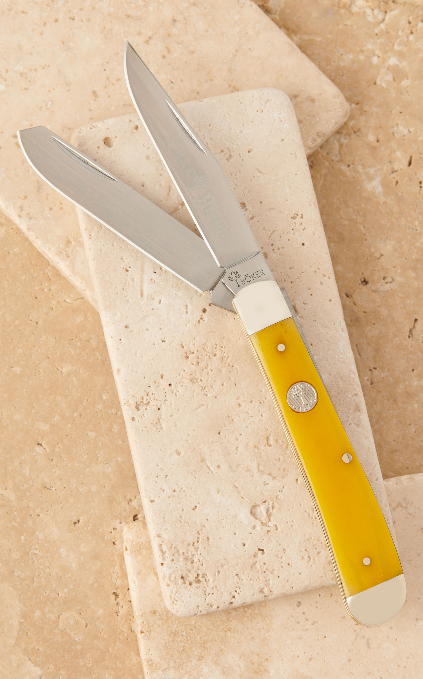 Tree Brand by Boker Traditional Series Smooth Orange-Lemonade Bone Handle Trapper Pocket Knife - Image 3