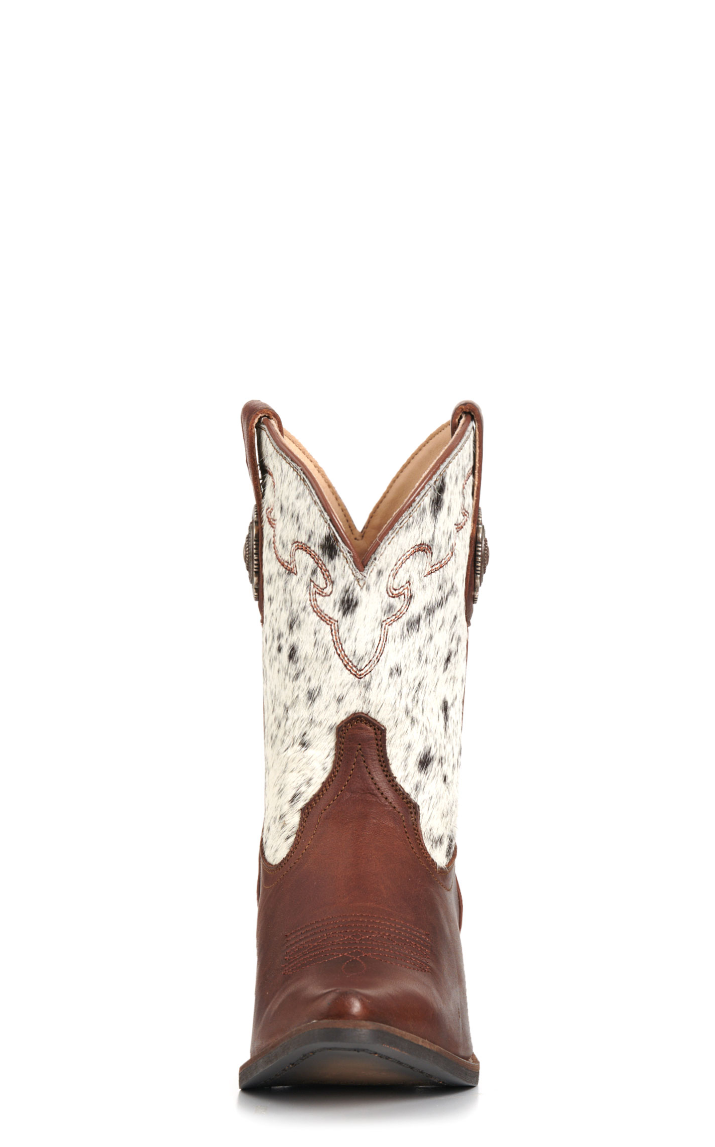 Rockin' C Women's Roasted Pecan & Speckled Hair On Hide Snip Toe Cowboy Boots - Image 1
