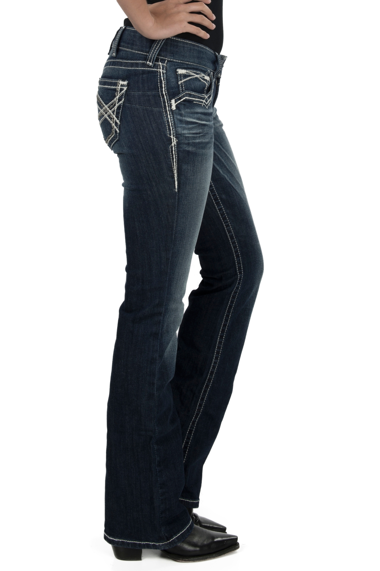 Ariat Women's REAL Entwined Medium Wash Boot Cut Stretch Jeans - Image 1
