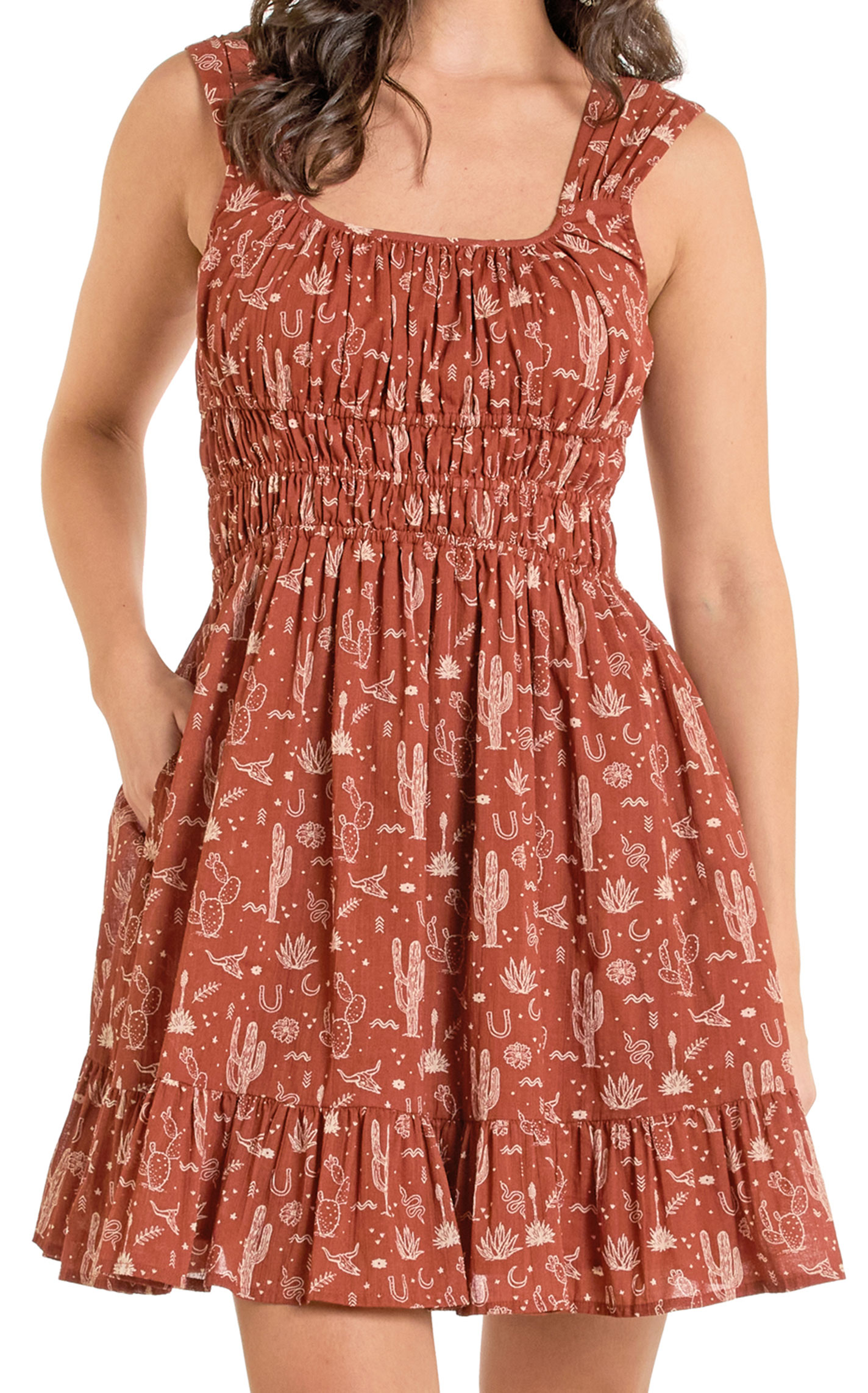Rock & Roll Denim Women's Rust Desert Print Dress - Image 1