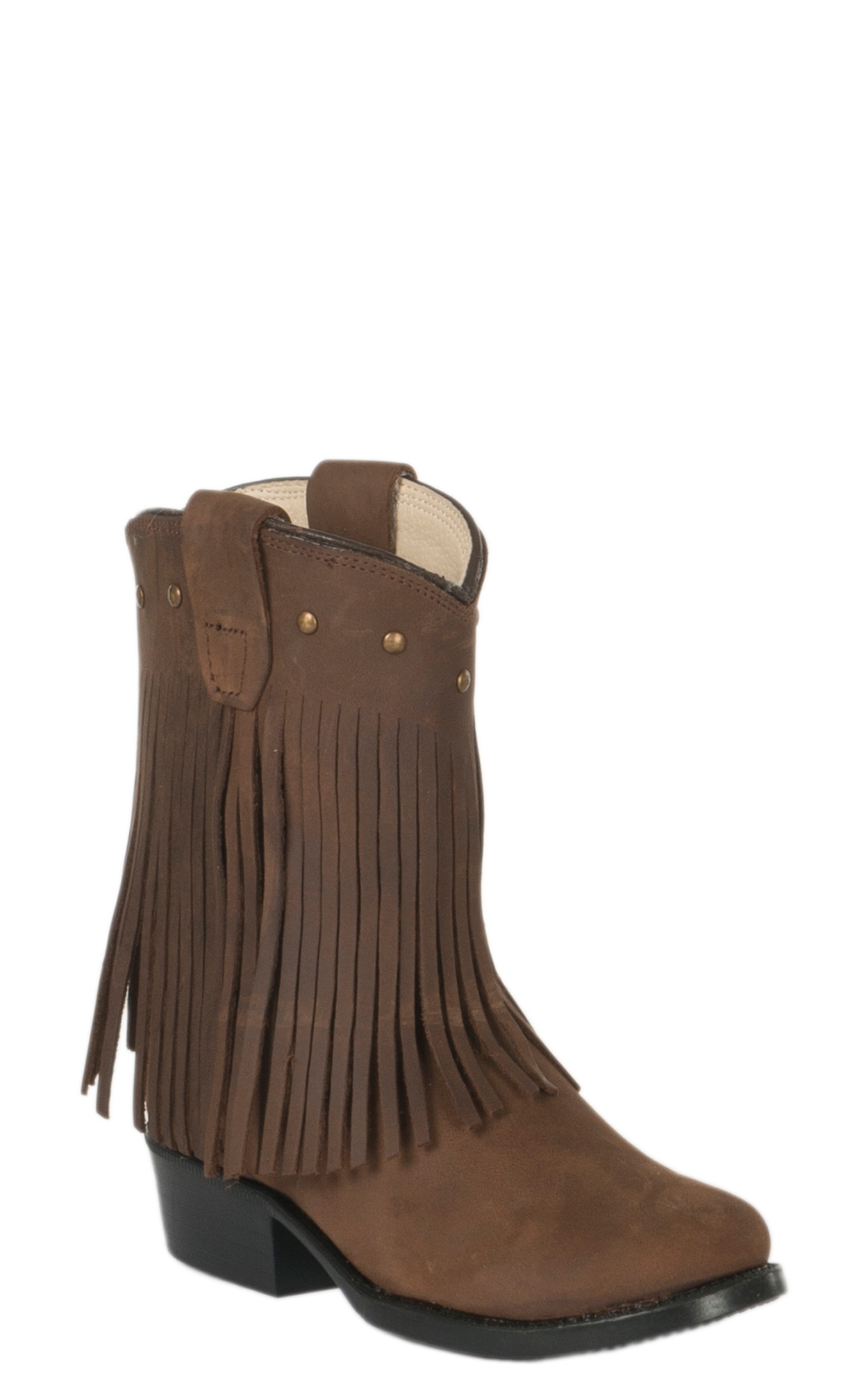 Old West Toddler Corona Calf Brown Fringe Boots - Image 1
