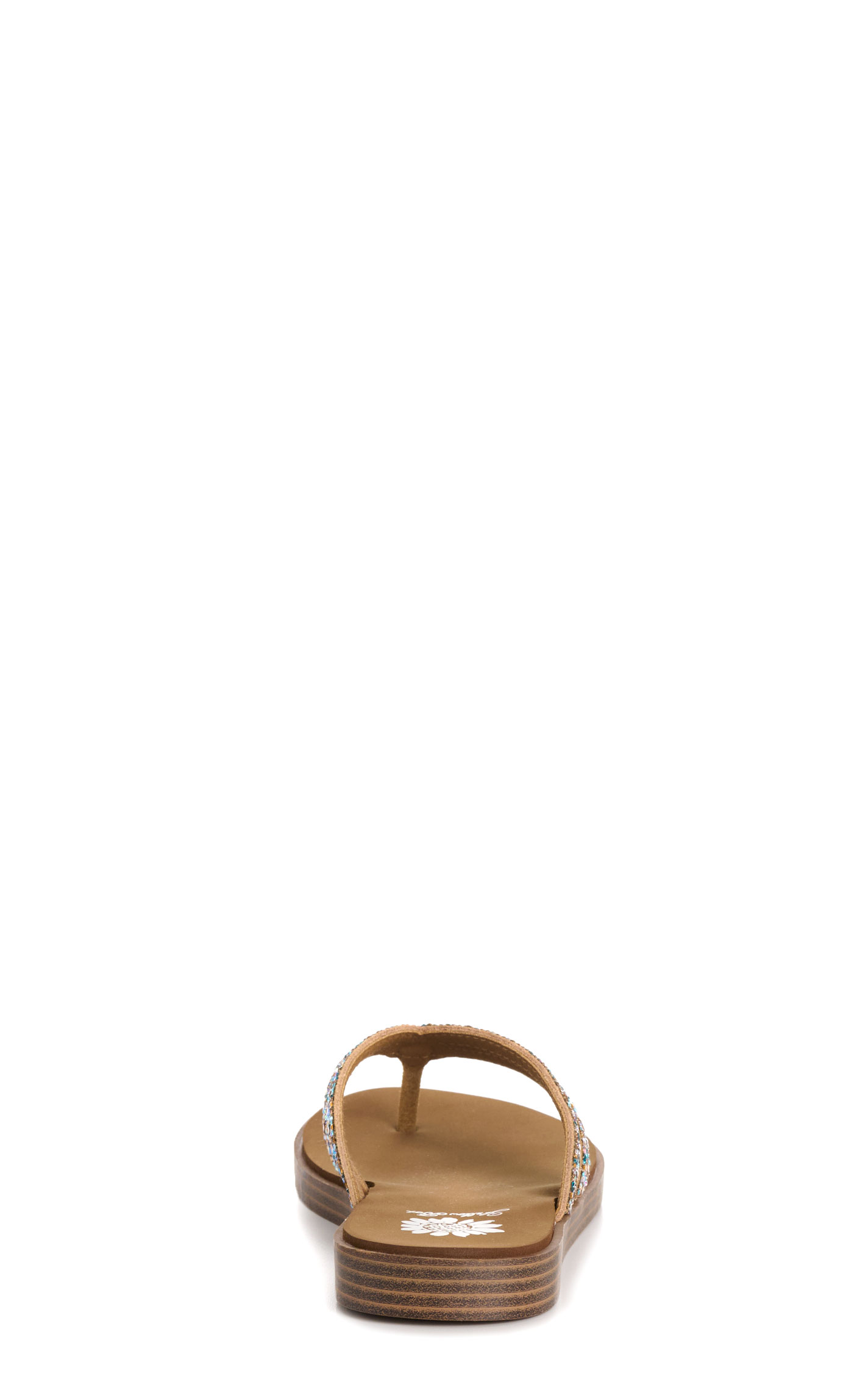 Yellow Box Women’s Tan Dalia Multi-Stone Turquoise Flip Flops - Image 1