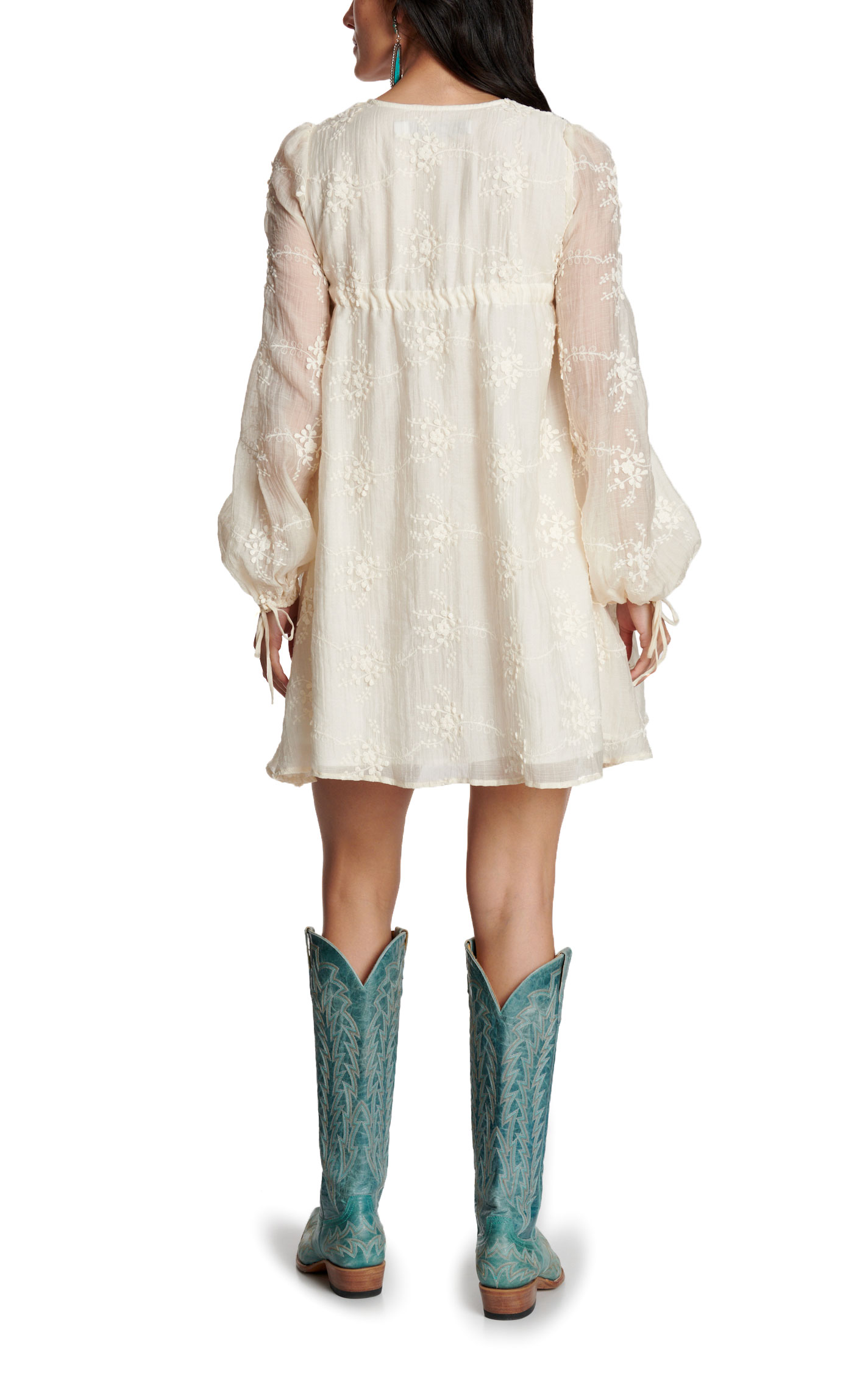 Endless Blu Women's Cream Floral Lace Dress - Image 1
