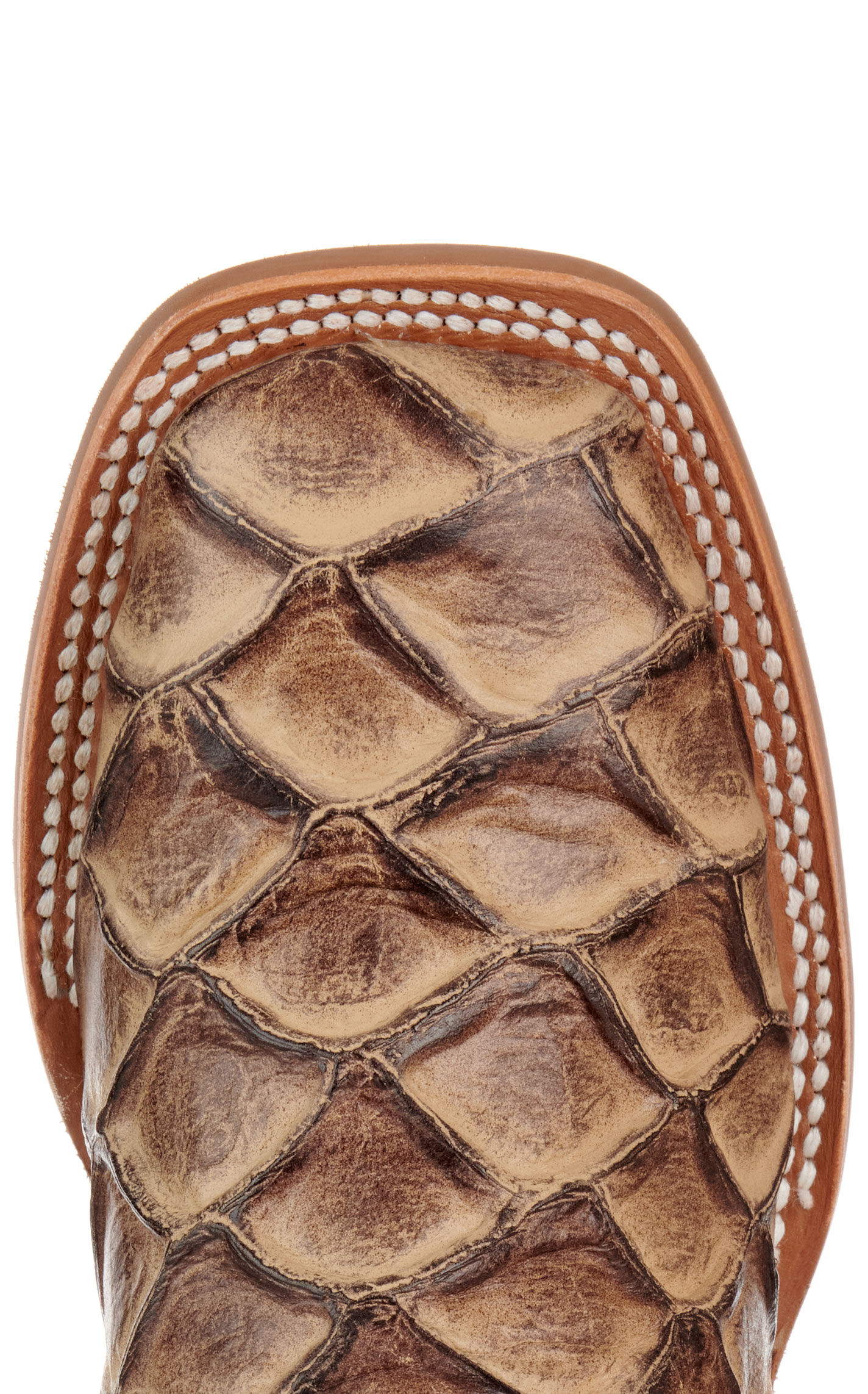 Cavender's Women's Intrepid Sand Pirarucu Print and Cream Wide Square Toe Cowboy Boots - Image 1