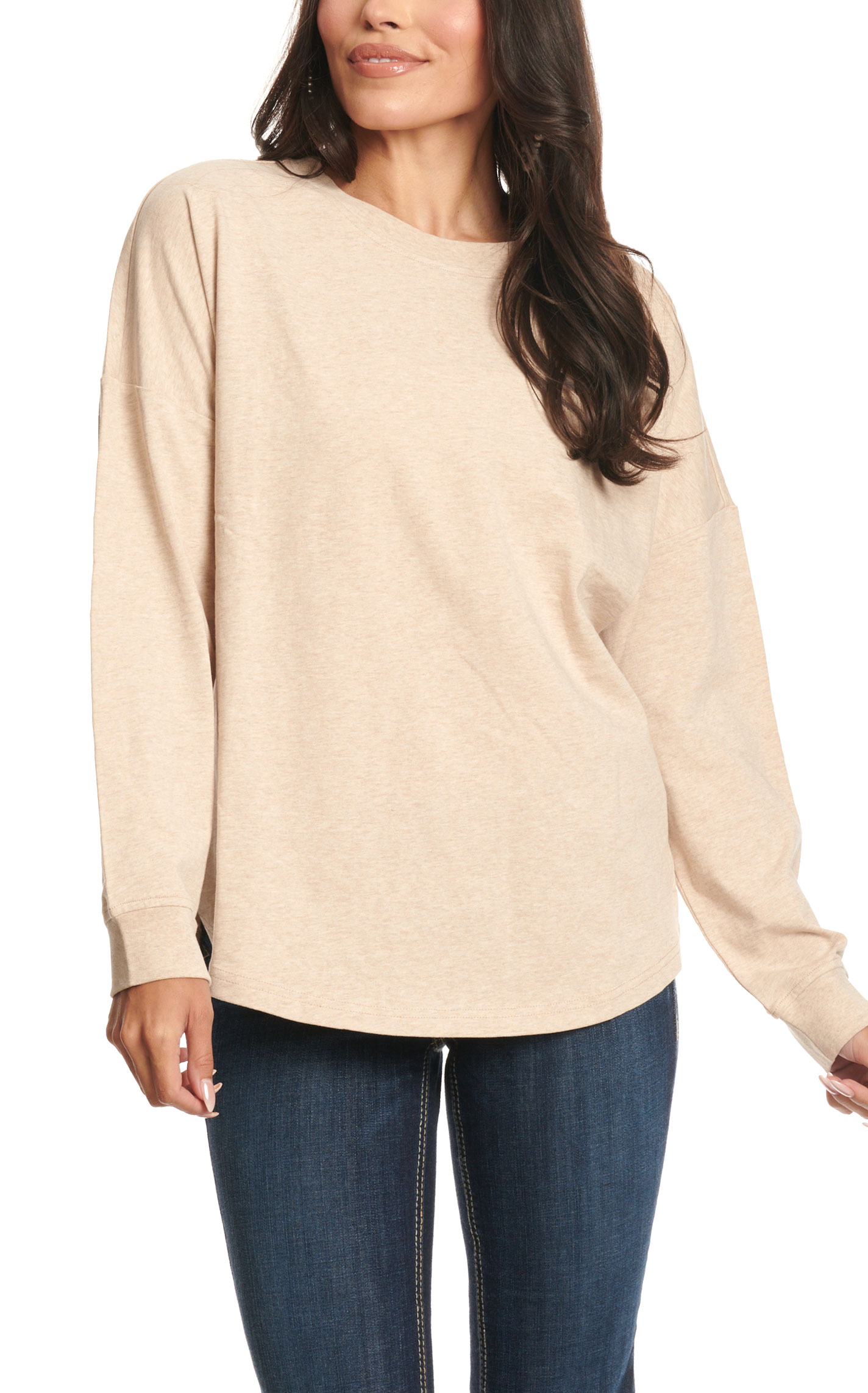 Ariat Women's Oatmeal Logo Graphic Oversized T-Shirt - Image 1