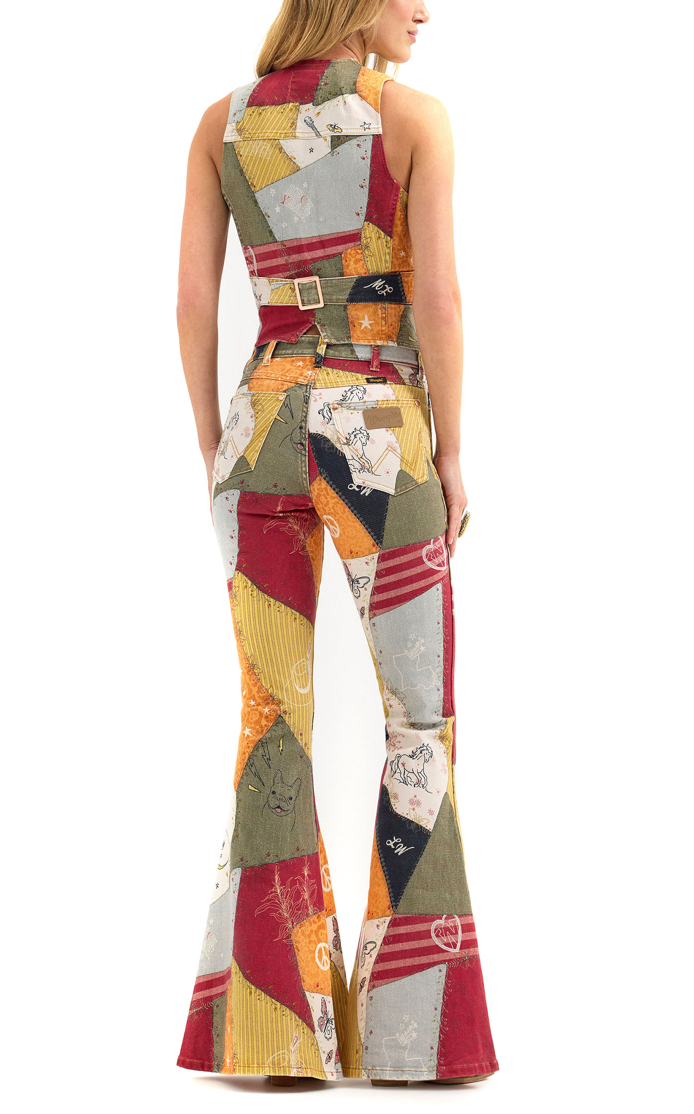 Wrangler & Lainey Wilson Women's Denim Sundown Patchwork Vest - Image 1