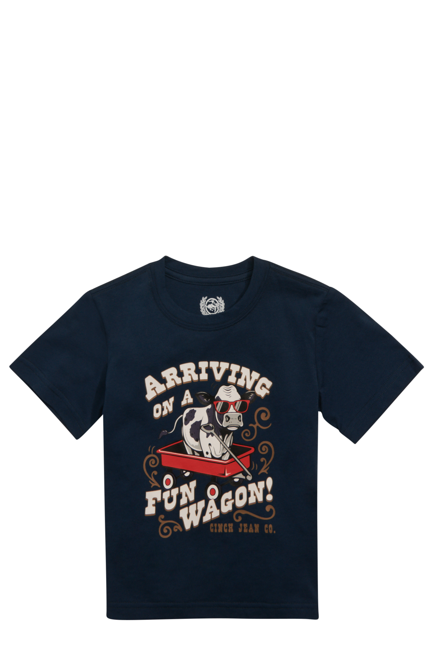 Cinch Infant Boy's Navy Arriving on a Fun Wagon! Logo Graphic T-Shirt - Image 1