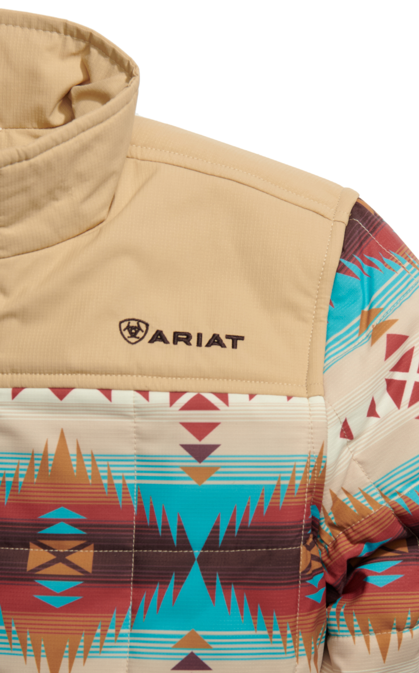 Ariat Girl's Latte & Aztec Print Crius Insulated Jacket - Image 1