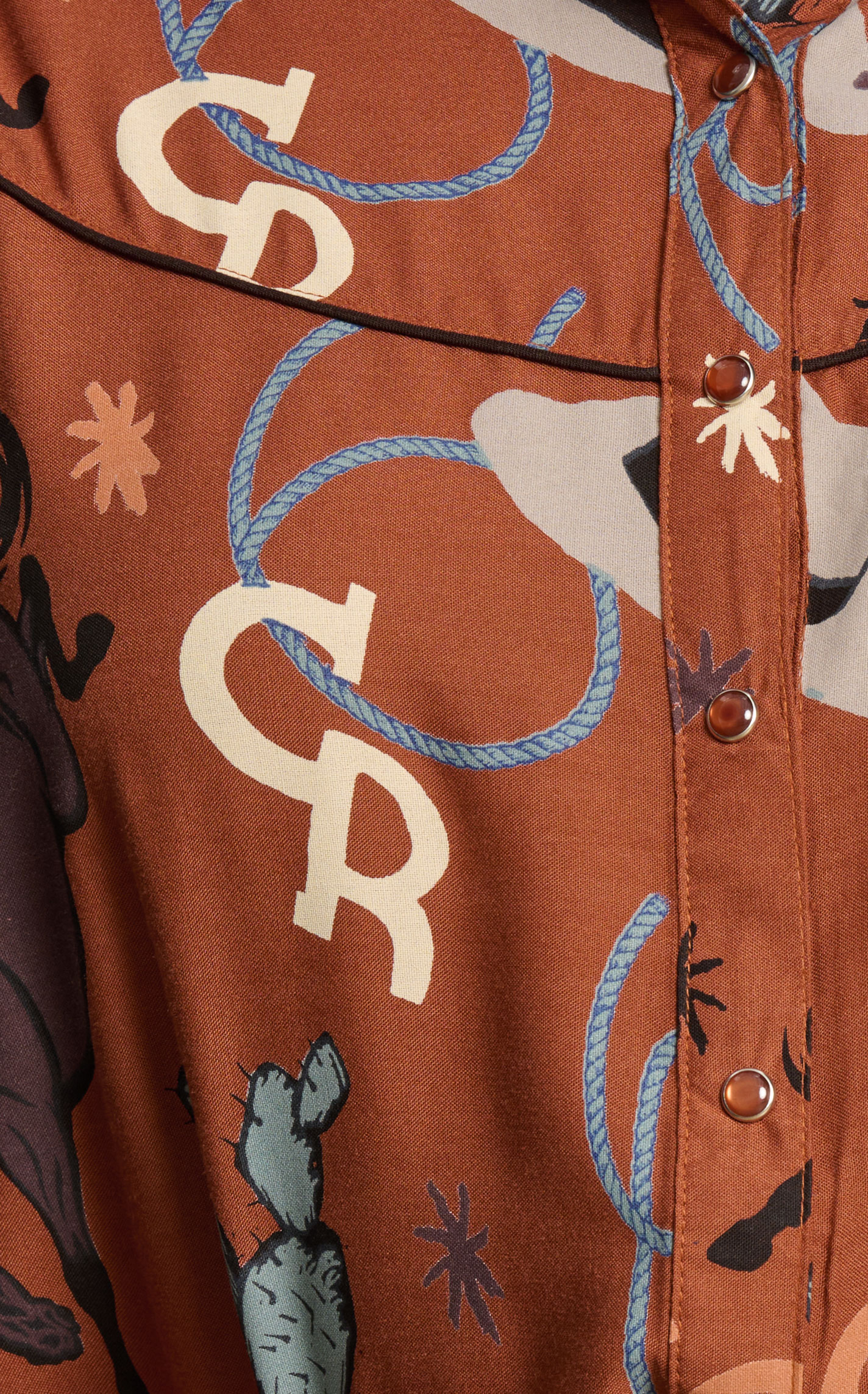 Cotton & Rye Women's Rich Rust Howdy Print Western Shirt - Image 1