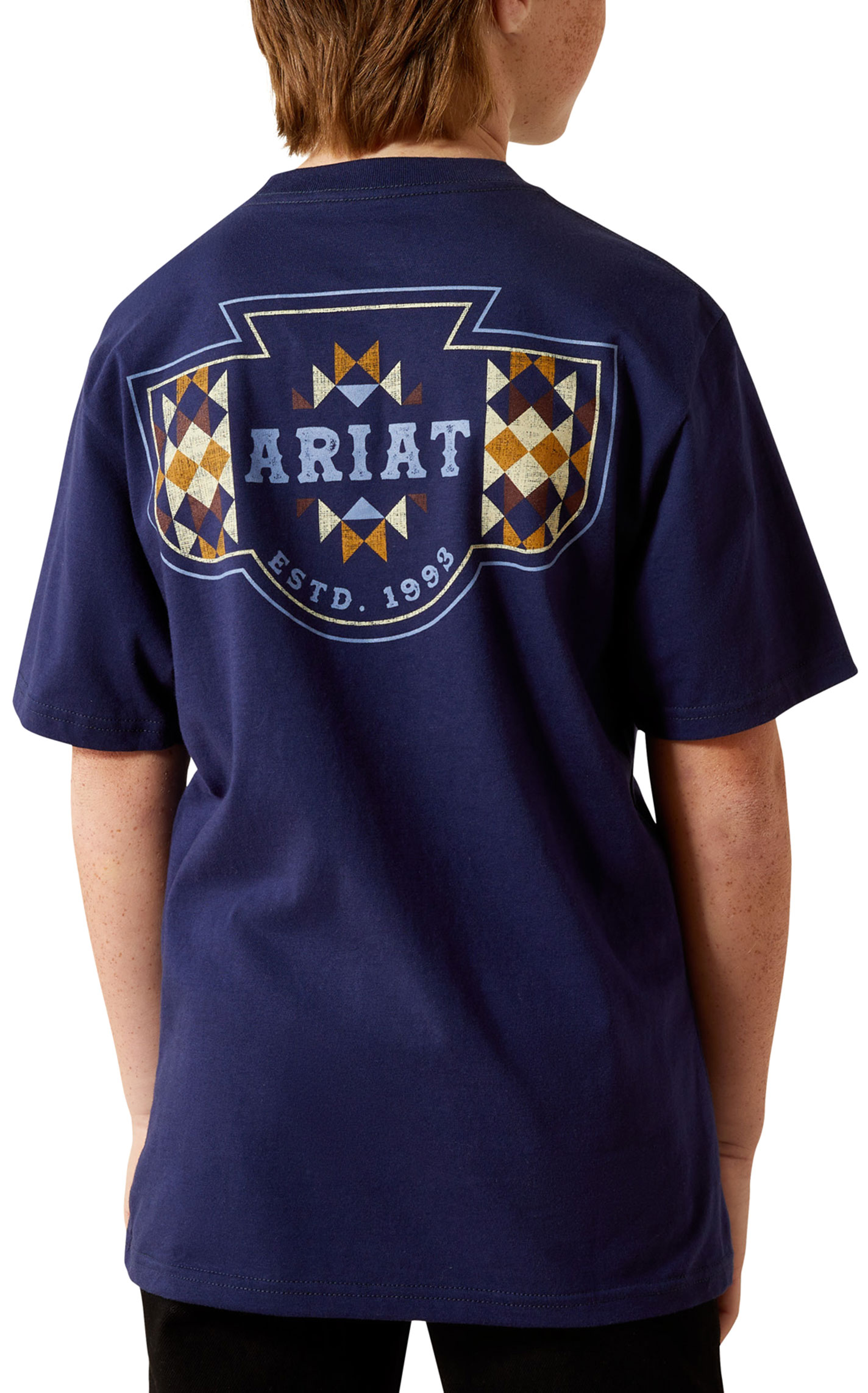 Ariat Boy's Woven West Blue Graphic T-Shirt - Image 1