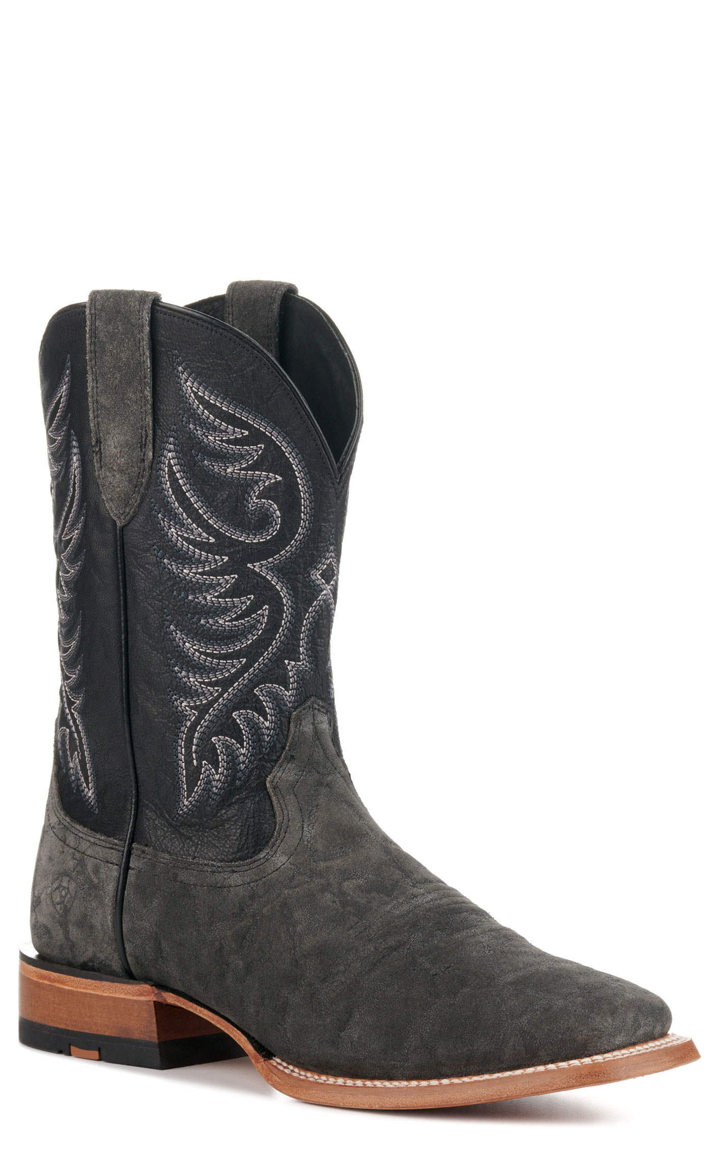 Ariat Men's Wiley Black Elephant Roughout and Black Wide Square Toe Cowboy Boots - Image 1
