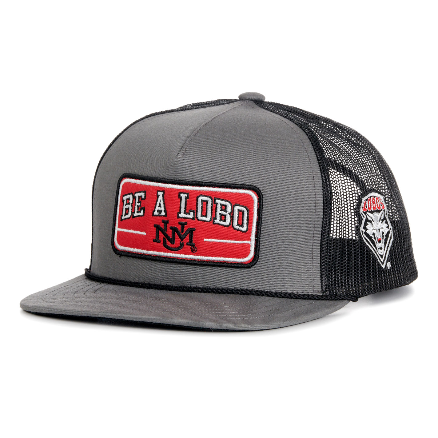 Hooey Collegiate Collection Gray & Black UNM Lobo Flat Bill Patch Cap - Image 1