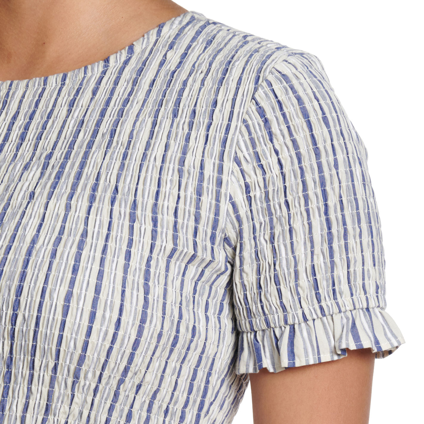TCEC Women's Blue Stripe Smocked Top - Image 1
