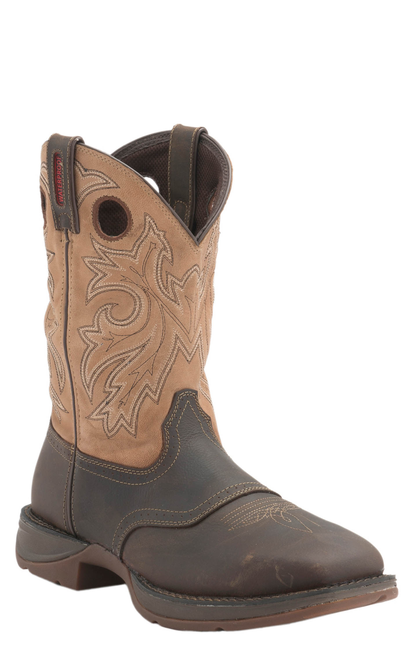 Durango Men's Rebel Brown and Tan Waterproof Square Steel Toe Work Boot - Image 1