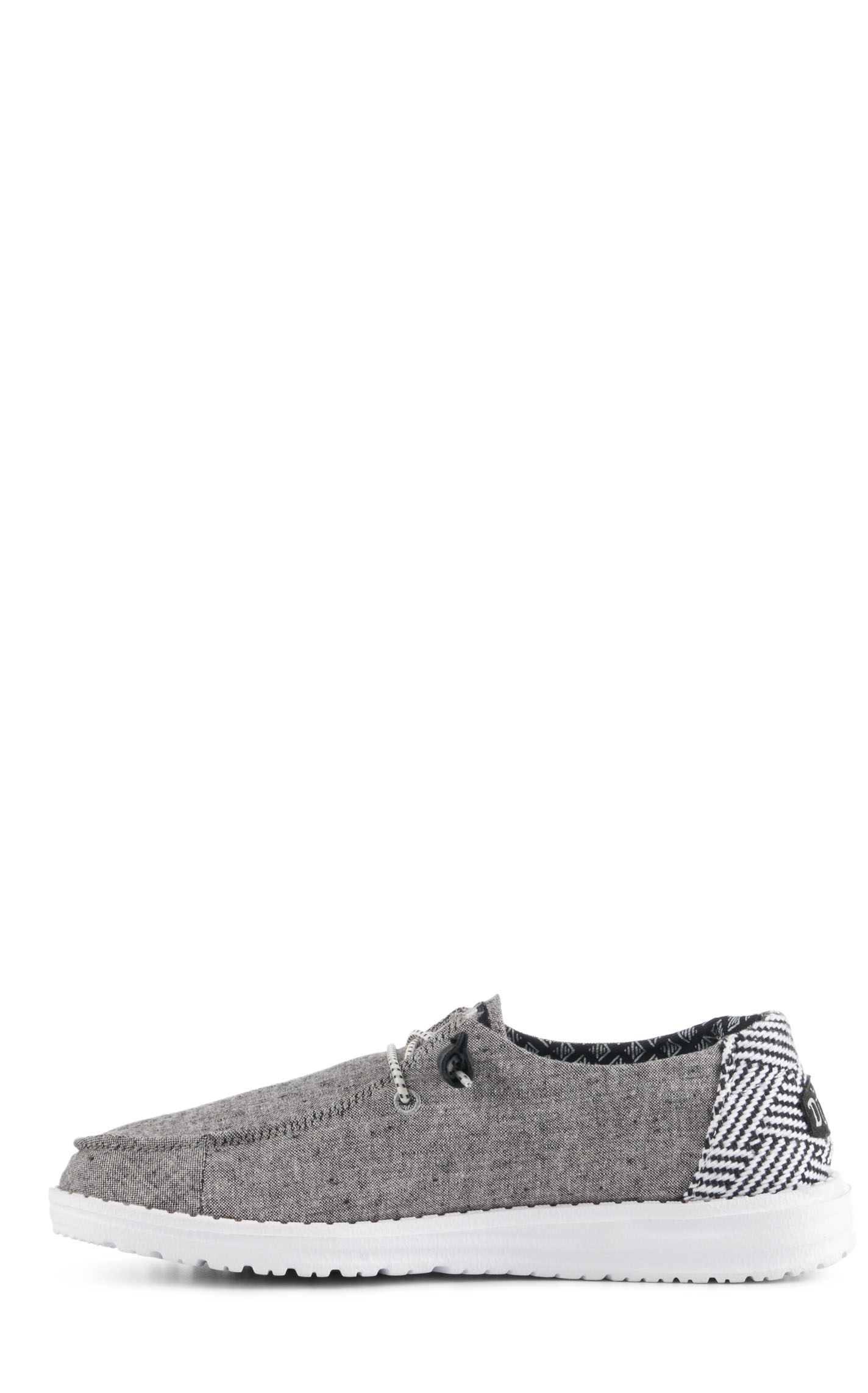 Hey Dude Women’s Wendy Chambray Onyx Black Moc Toe Lace Up Casual Shoes - Image 1