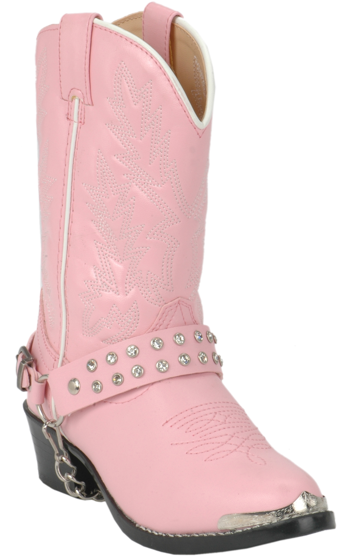Durango Kids Pink with Rhinestone Strap Cowboy Boots - Image 1