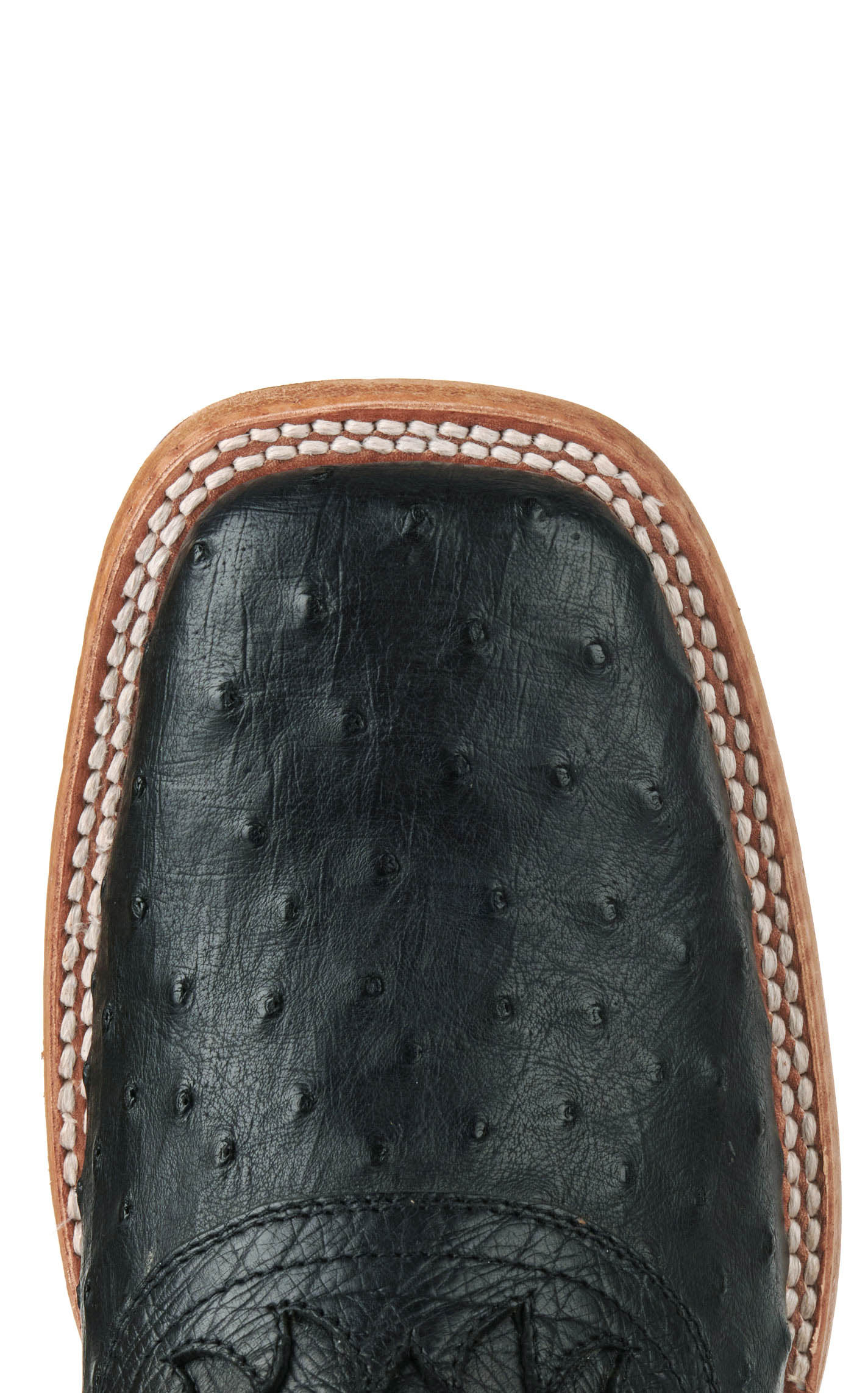 Durango Men's Black Full Quill Ostrich Saddle Vamp Wide Square Toe Exotic Cowboy Boots - Image 1