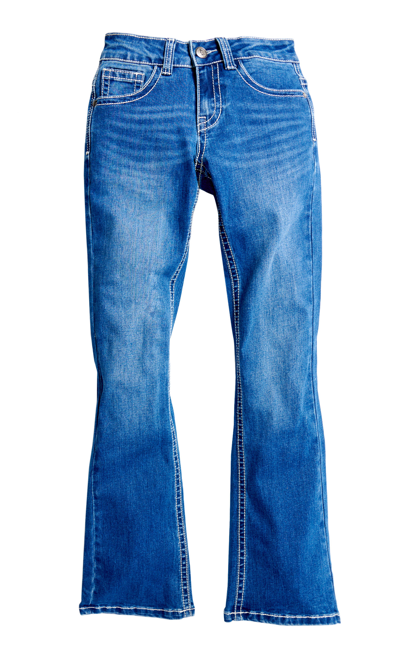 Rockin C Girl's Medium Wash Floral Embroidery Pocket Jeans - Image 1