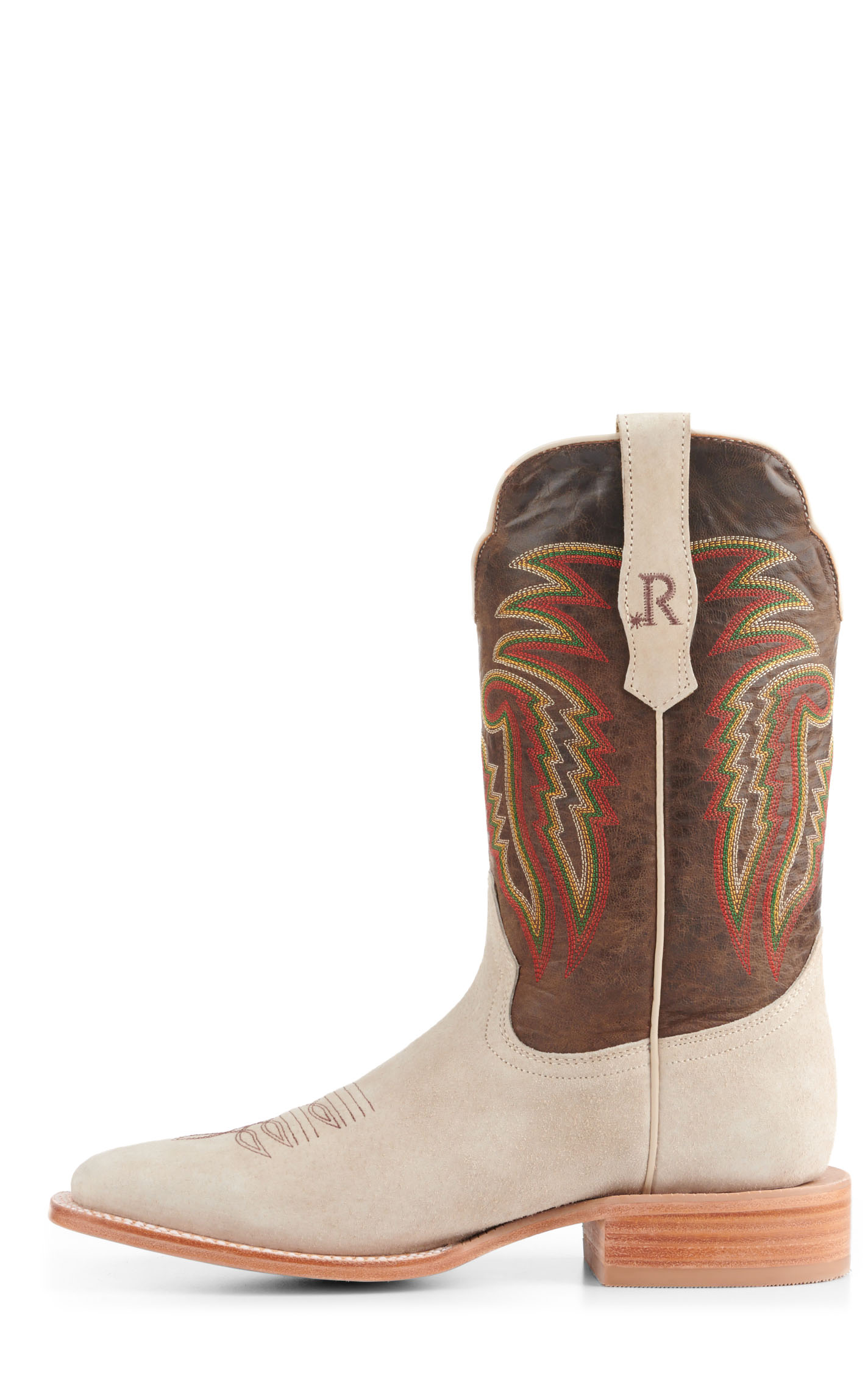 R. Watson Men's Bone Boar and Honey Brown Wide Square Toe Cowboy Boots - Image 1