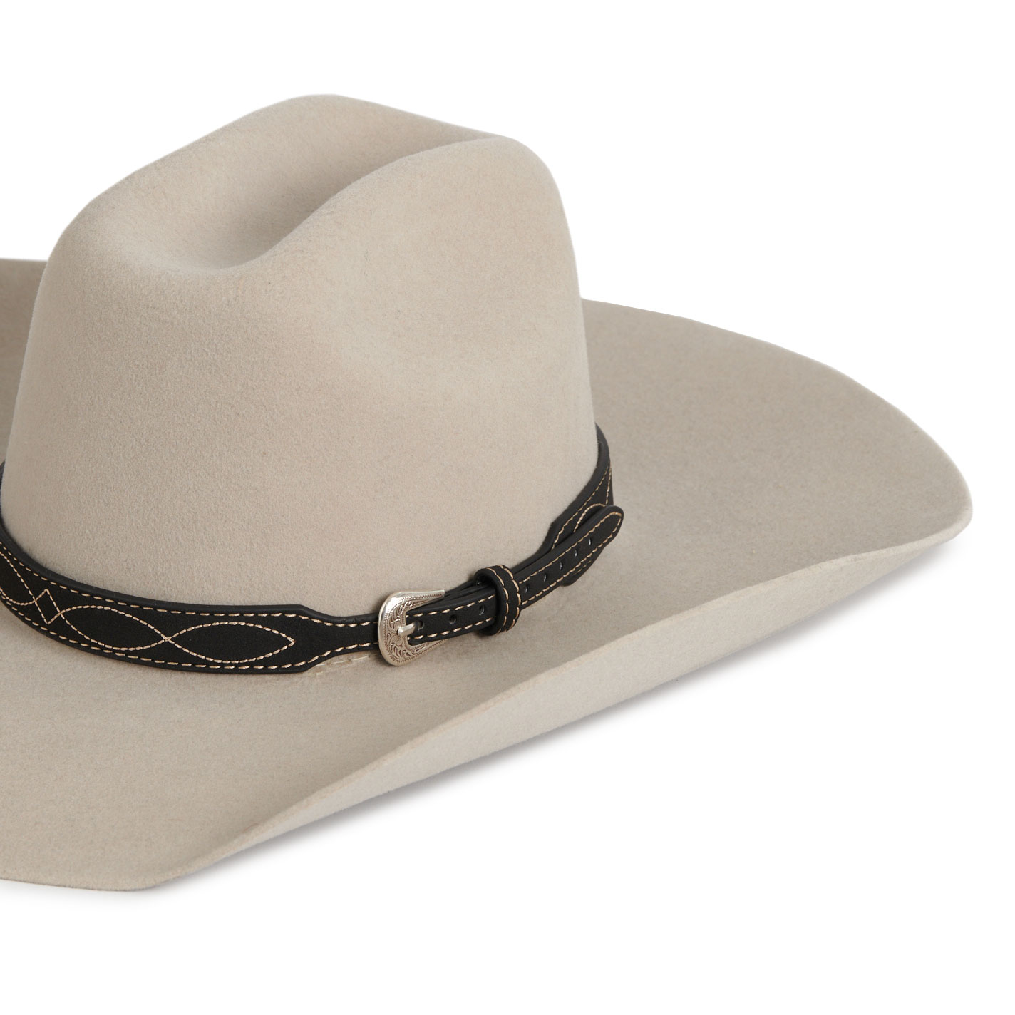 3D Belt Co Black Roughout Boot Stitch Hatband - Image 1