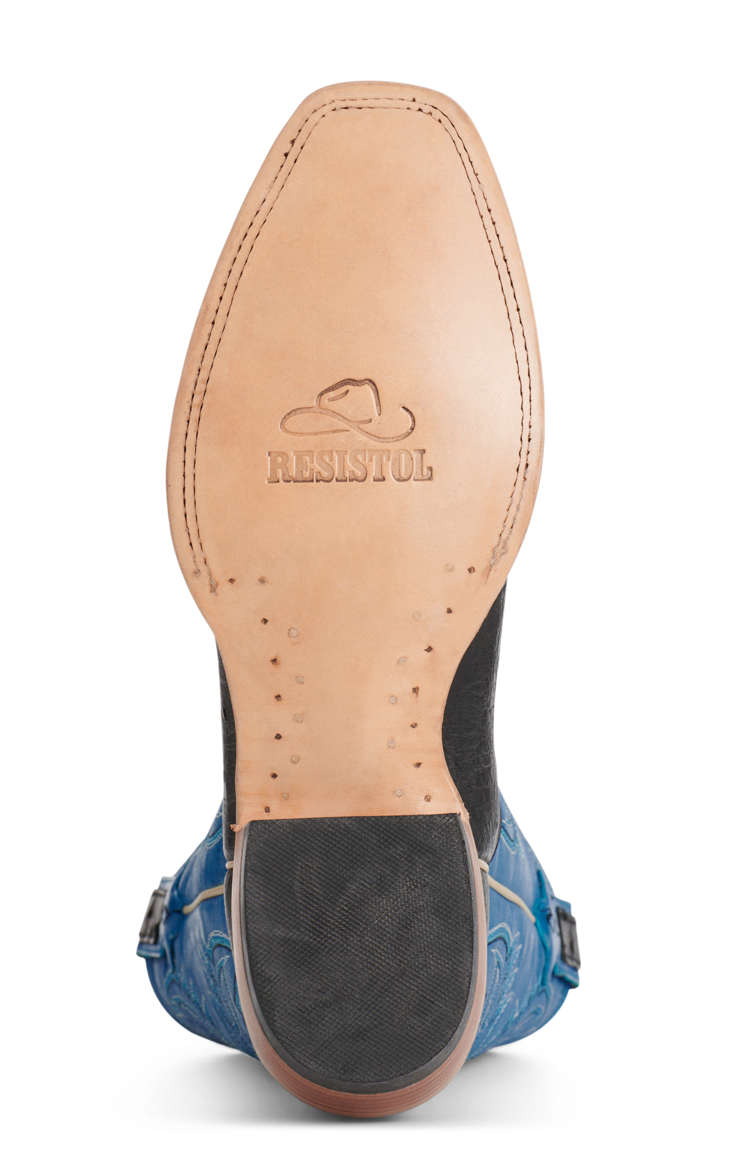 Resistol Men’s Black & Blue Smooth Quill Ostrich Cutter Toe Cowboy Boots - Image 1