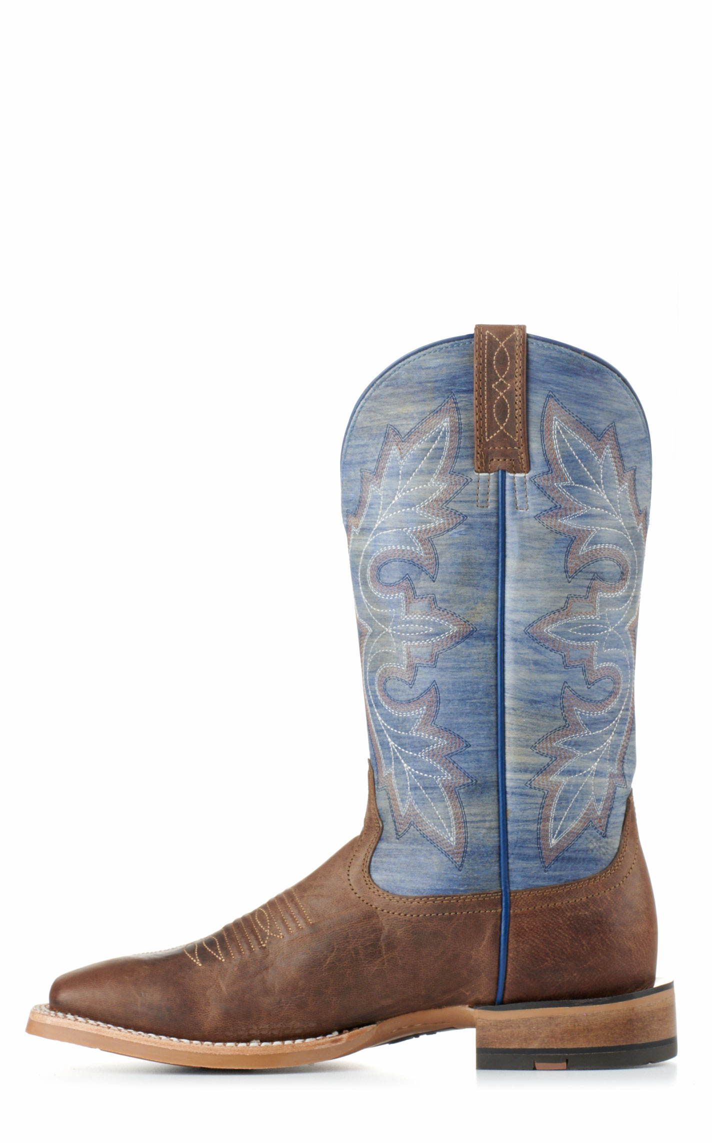 Ariat Men's Standout Brown and Cloud Blue Wide Square Toe Cowboy Boots - Image 1