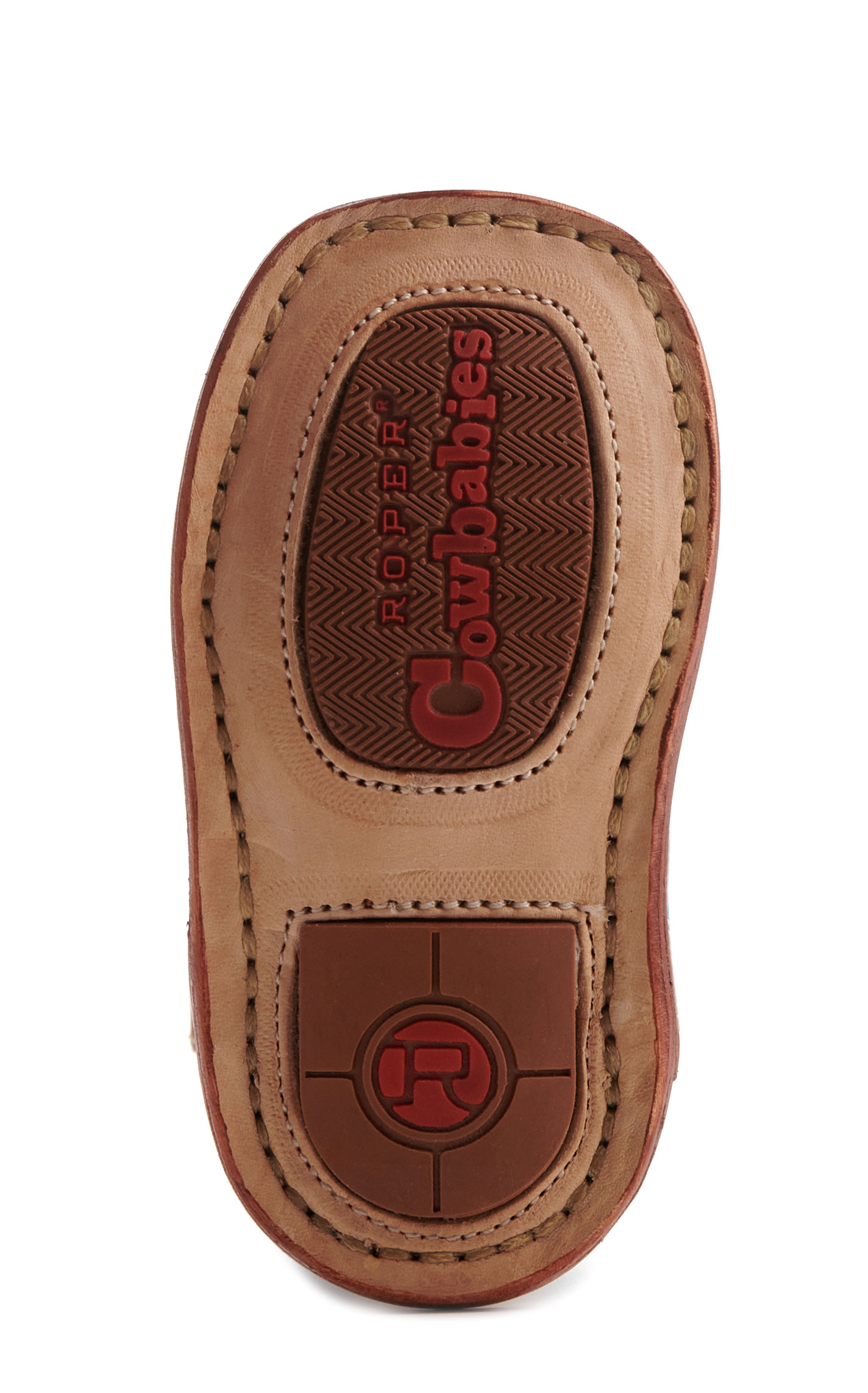 Roper Cowbabies Brown and Blue Brands Embroidery Square Toe Cowboy Boots - Image 1