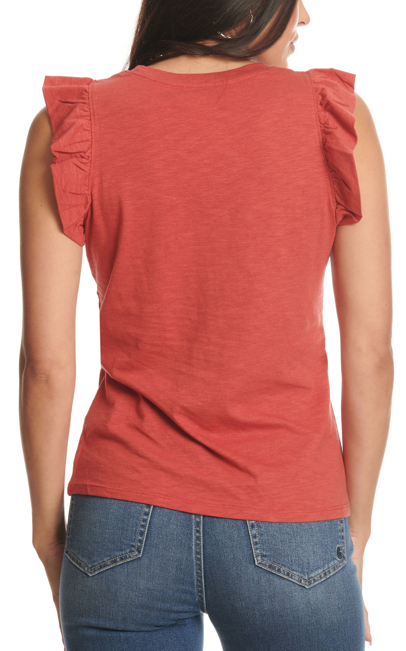 Another Love Women's Soft Pomegranate Short Ruffle Top - Image 1