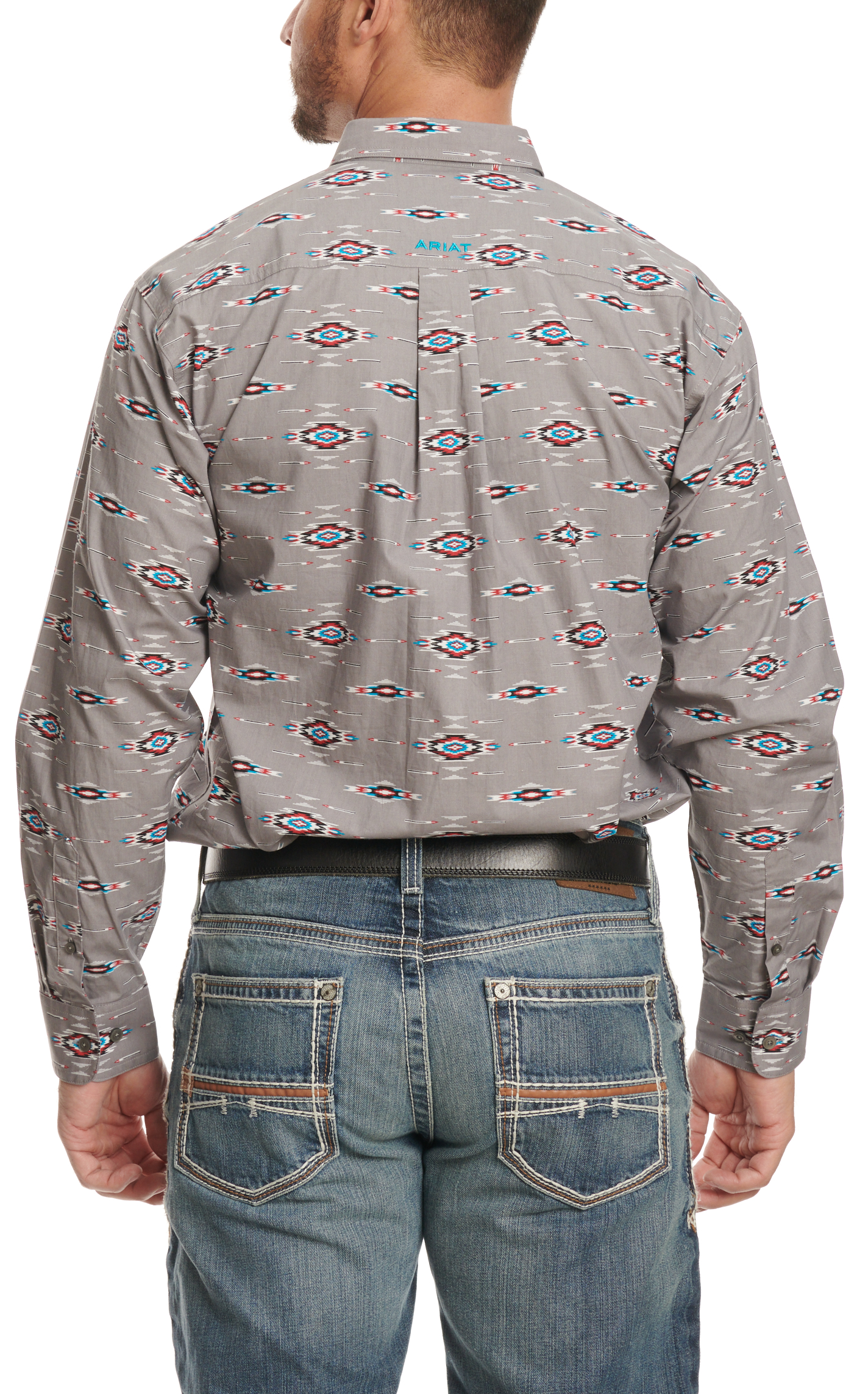 Ariat Men's Jarrod Cement & Colorful Aztec Print Western Shirt - Image 1